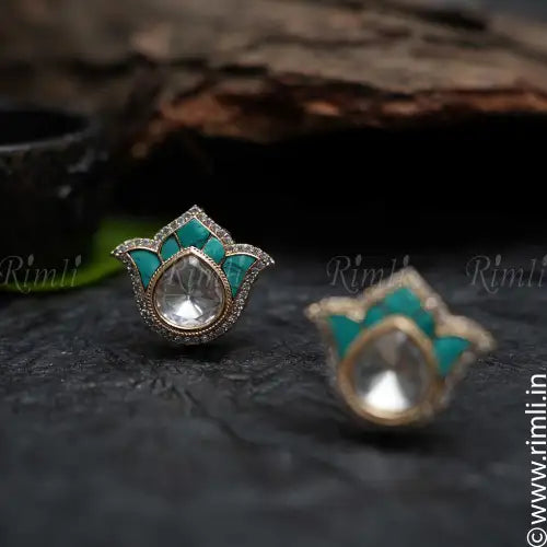 Daksha Lotus Ear Stud - Turquoise