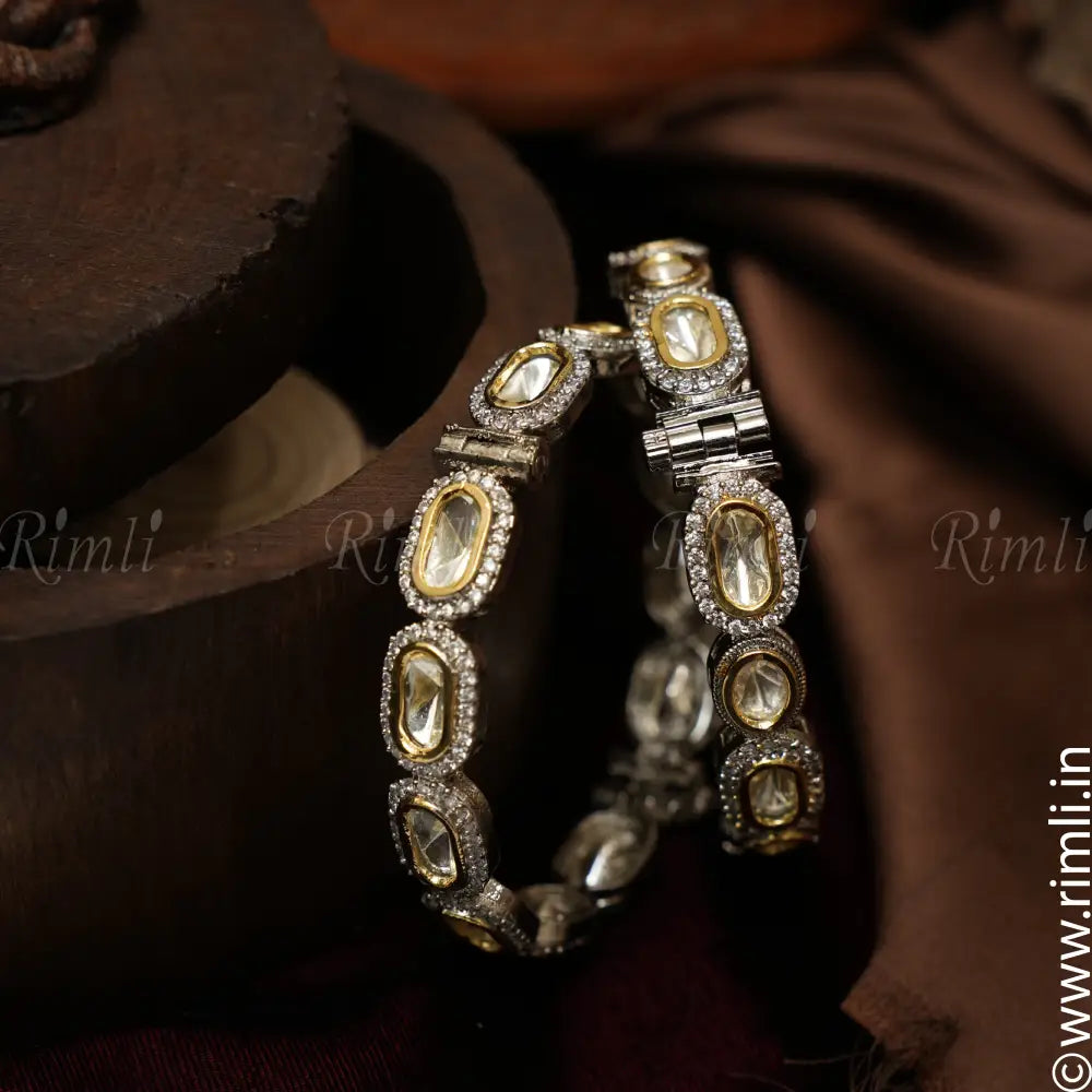 VK Victorian Kundan Bangle - Pair - Rimli Boutique