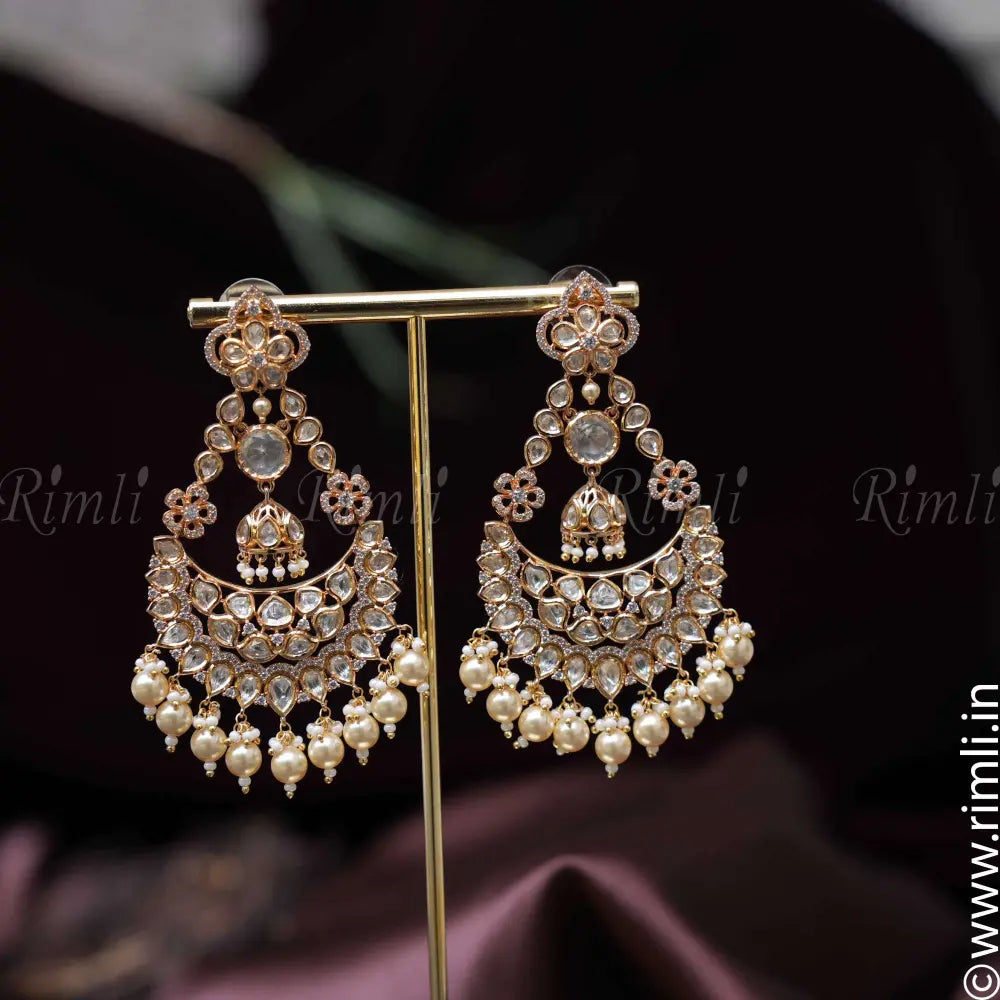 Aashitha White Chandbali Earrings