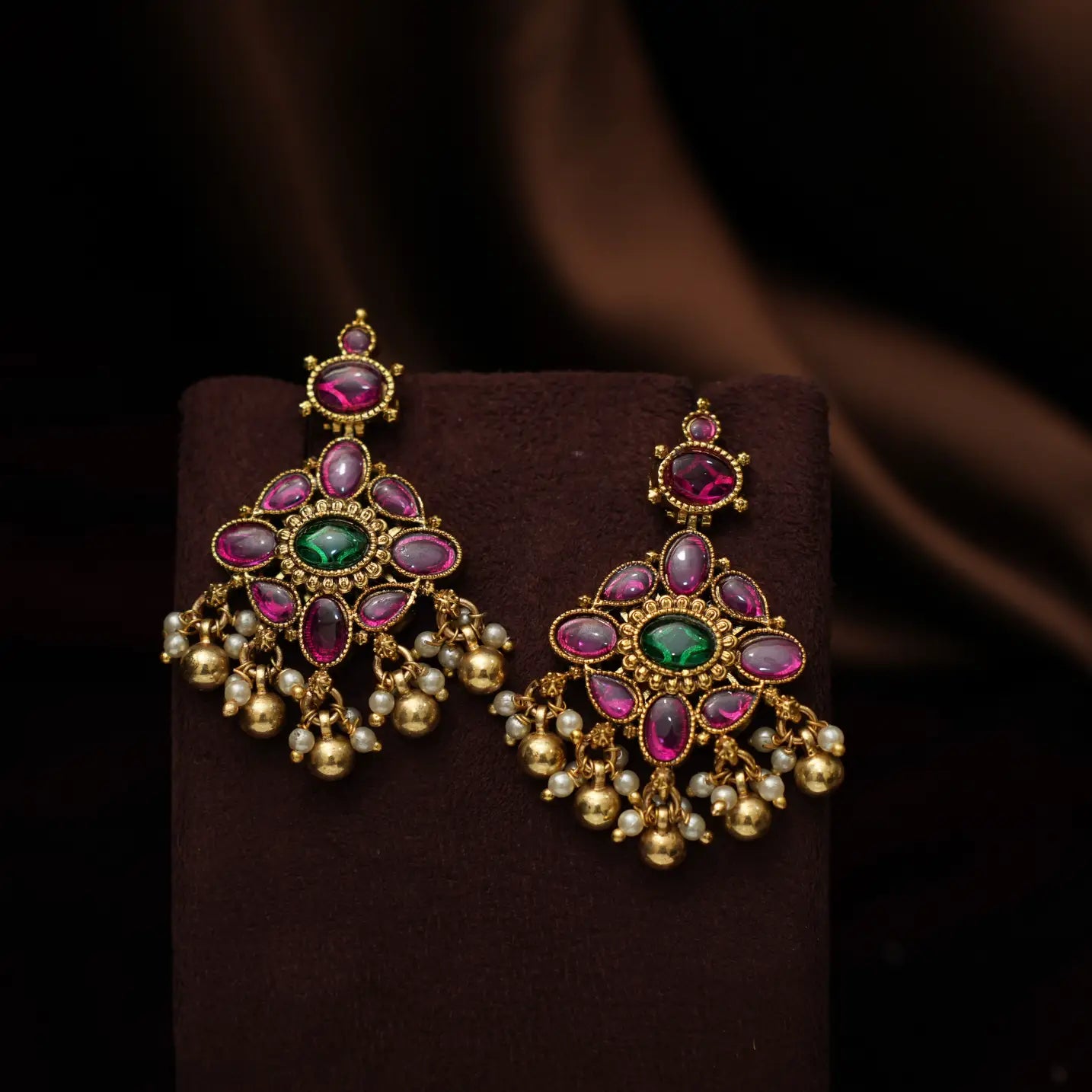 Aadishri Antique Attigai Necklace -  Golden Ball