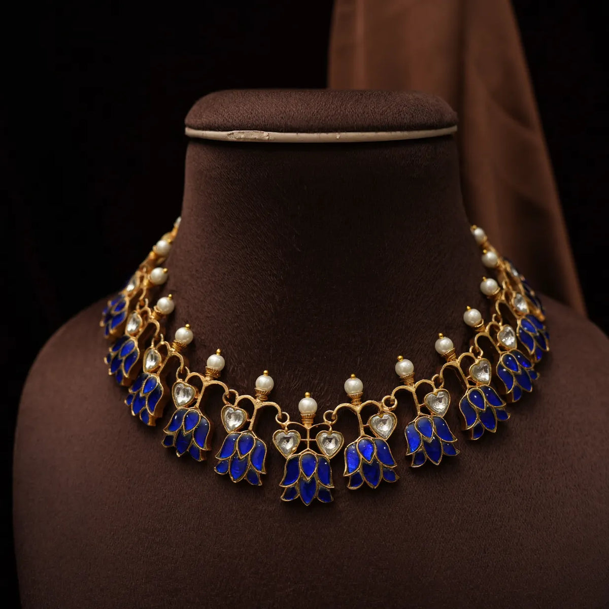 Aahana Polki Choker - Blue