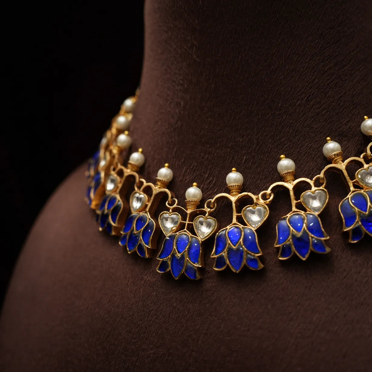 Aahana Polki Choker - Blue