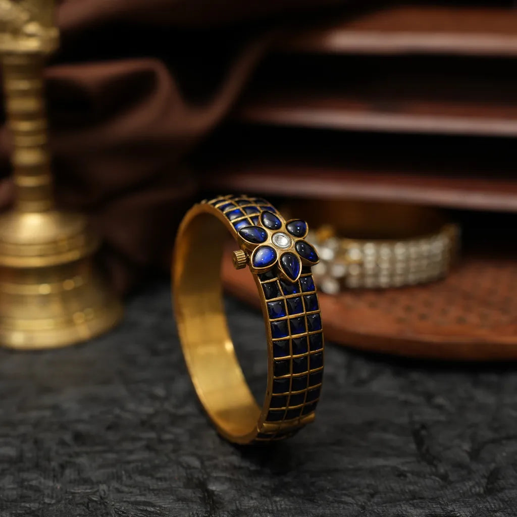 Aakesh Polki Bangle - Blue