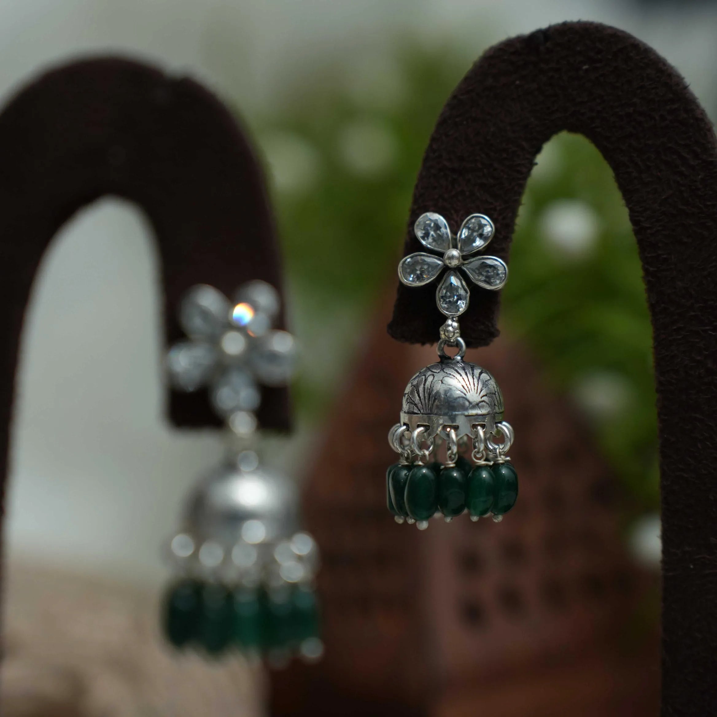 Aamani Silver Jhumka Earrings - Elongated