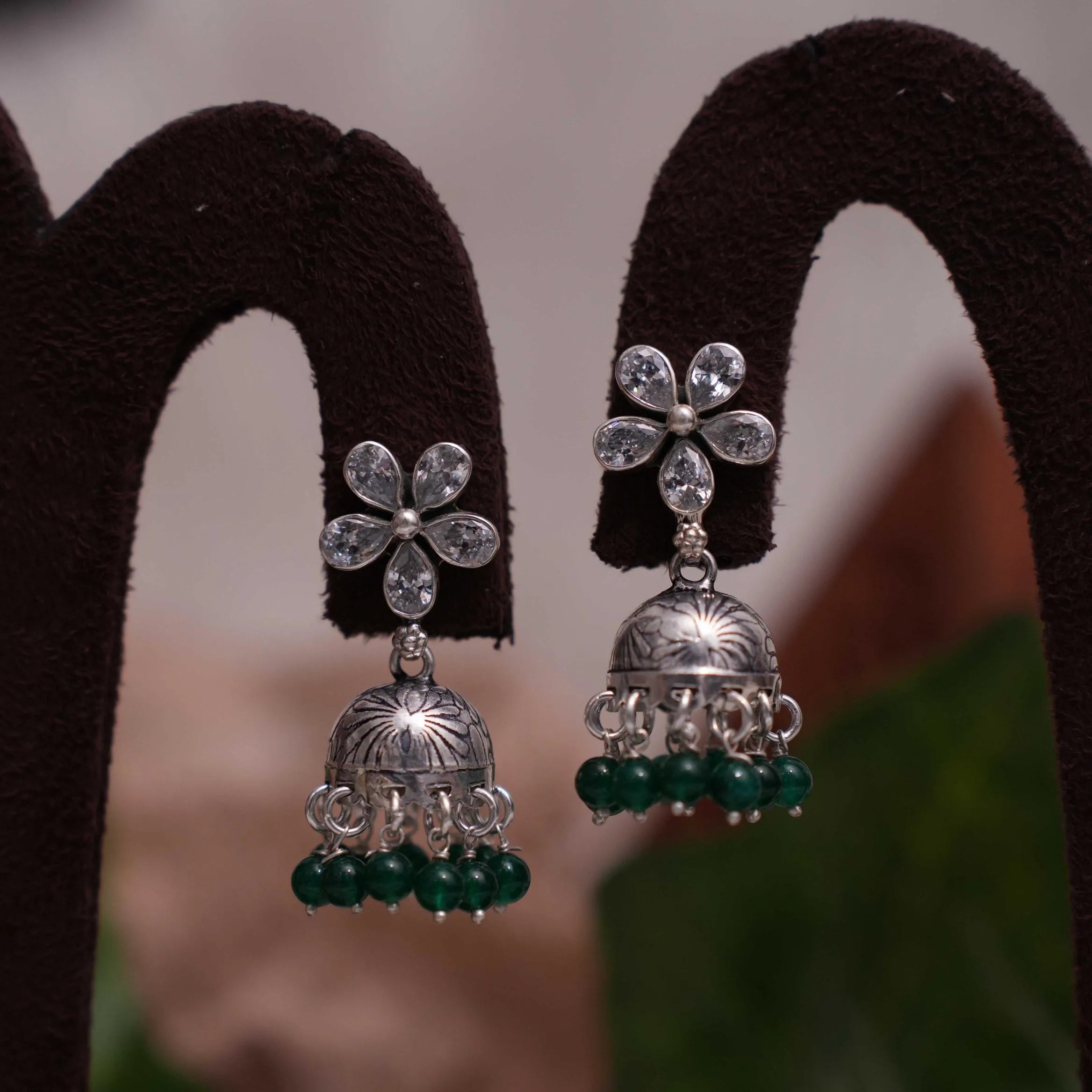 Aamani Silver Jhumka Earrings - Round