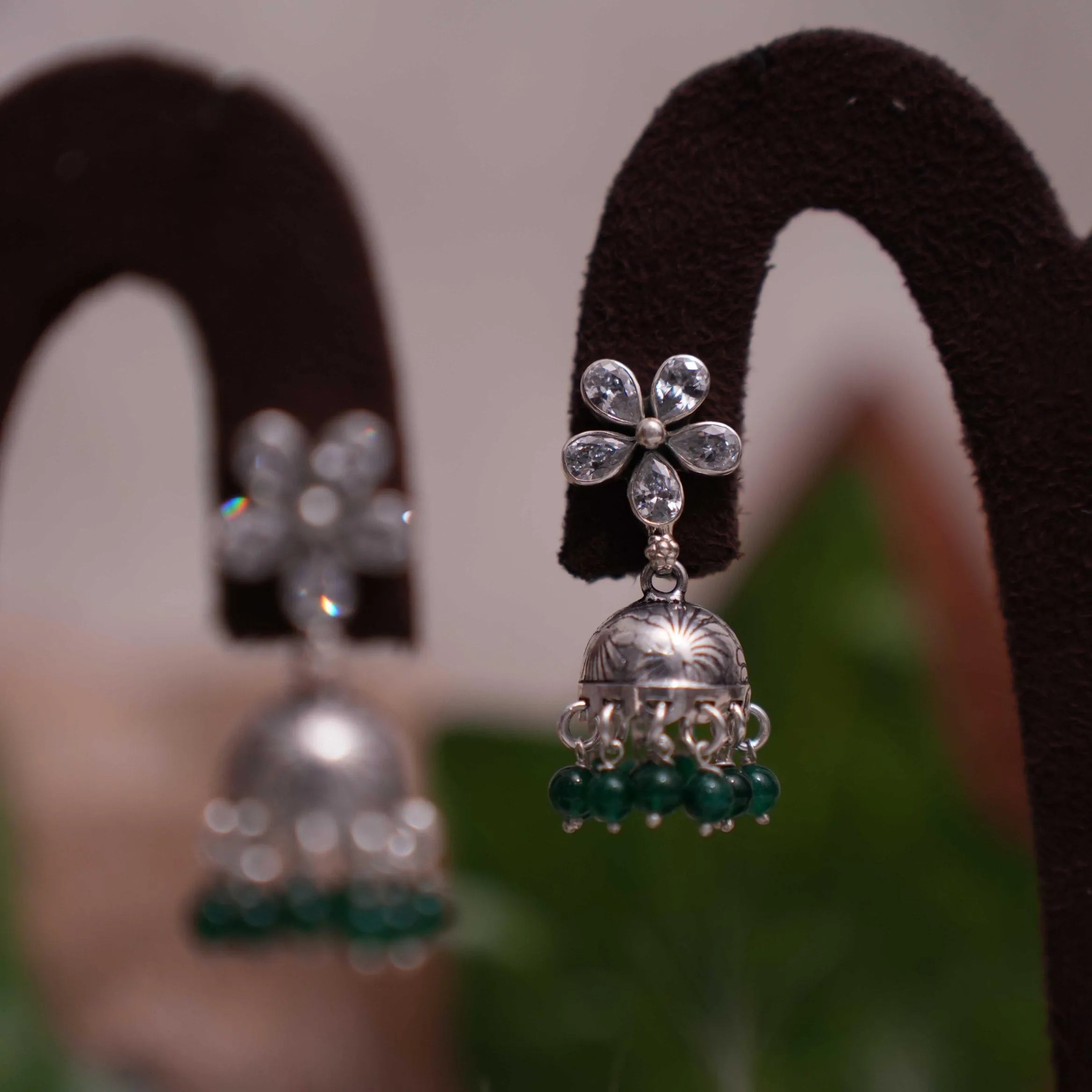 Aamani Silver Jhumka Earrings - Round