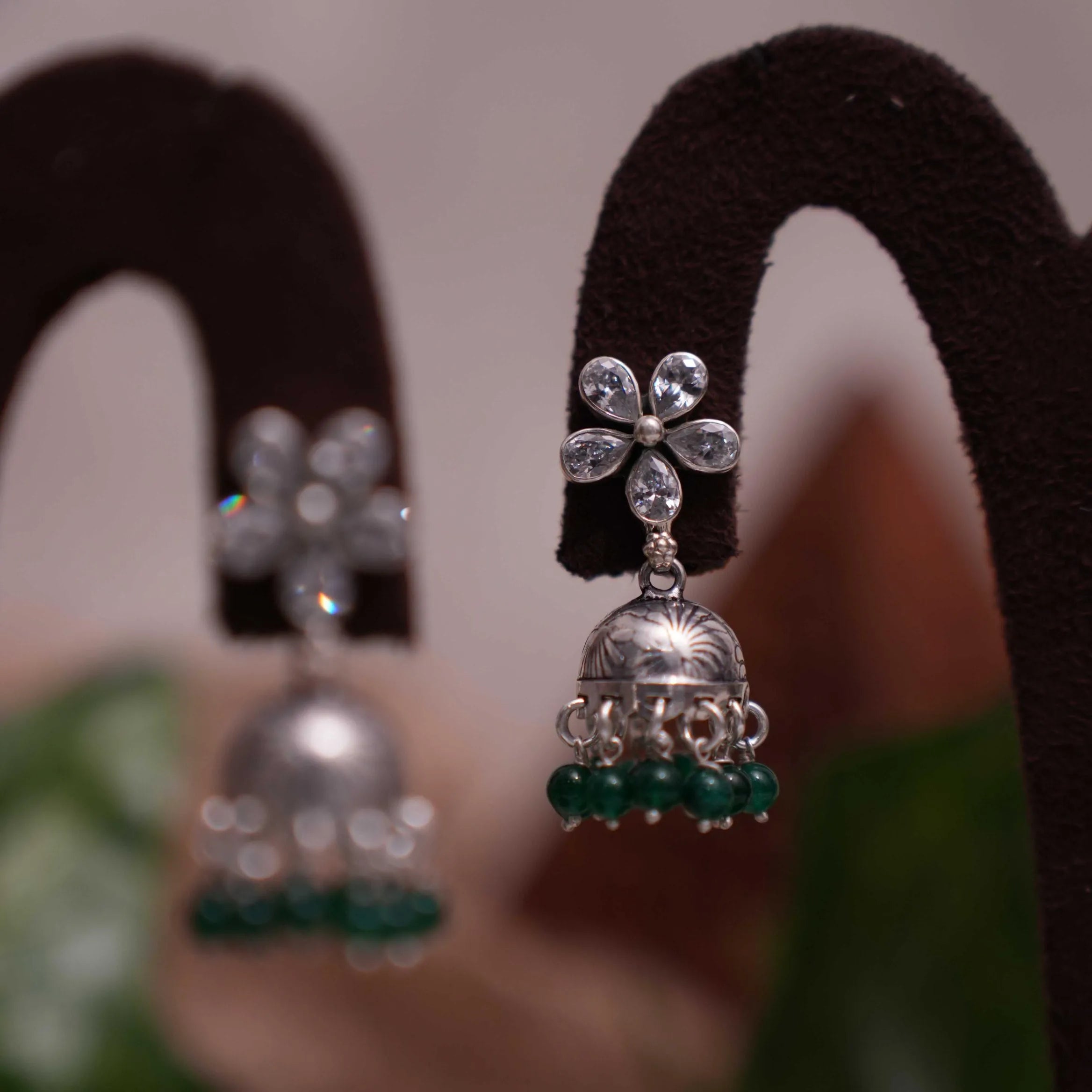 Aamani Silver Jhumka Earrings - Round