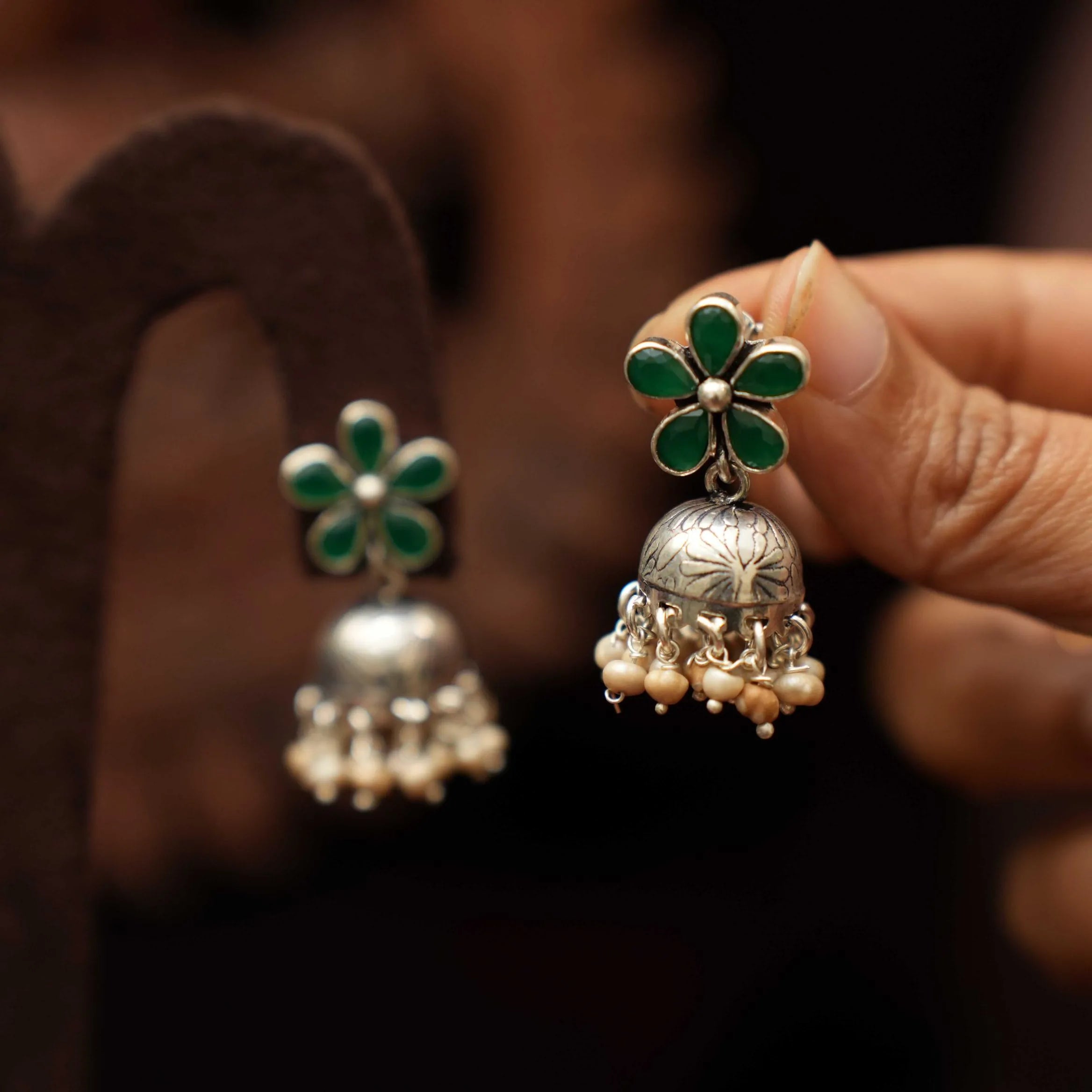 Aamani Silver Jhumka Earrings - Evara