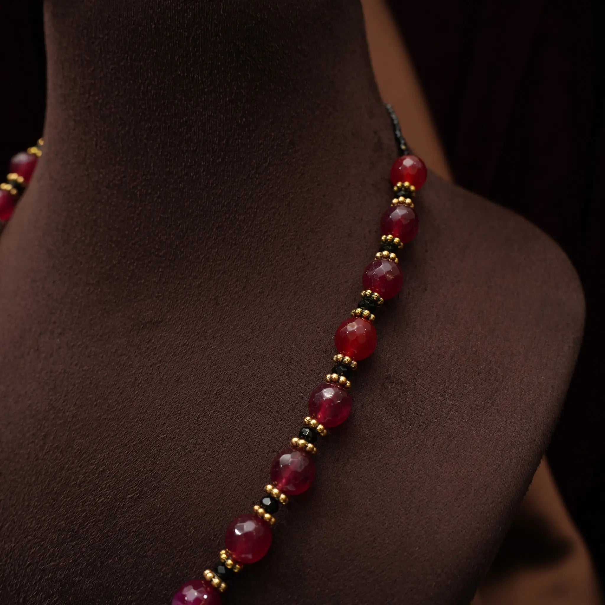 Aarti Beaded Necklace - Red