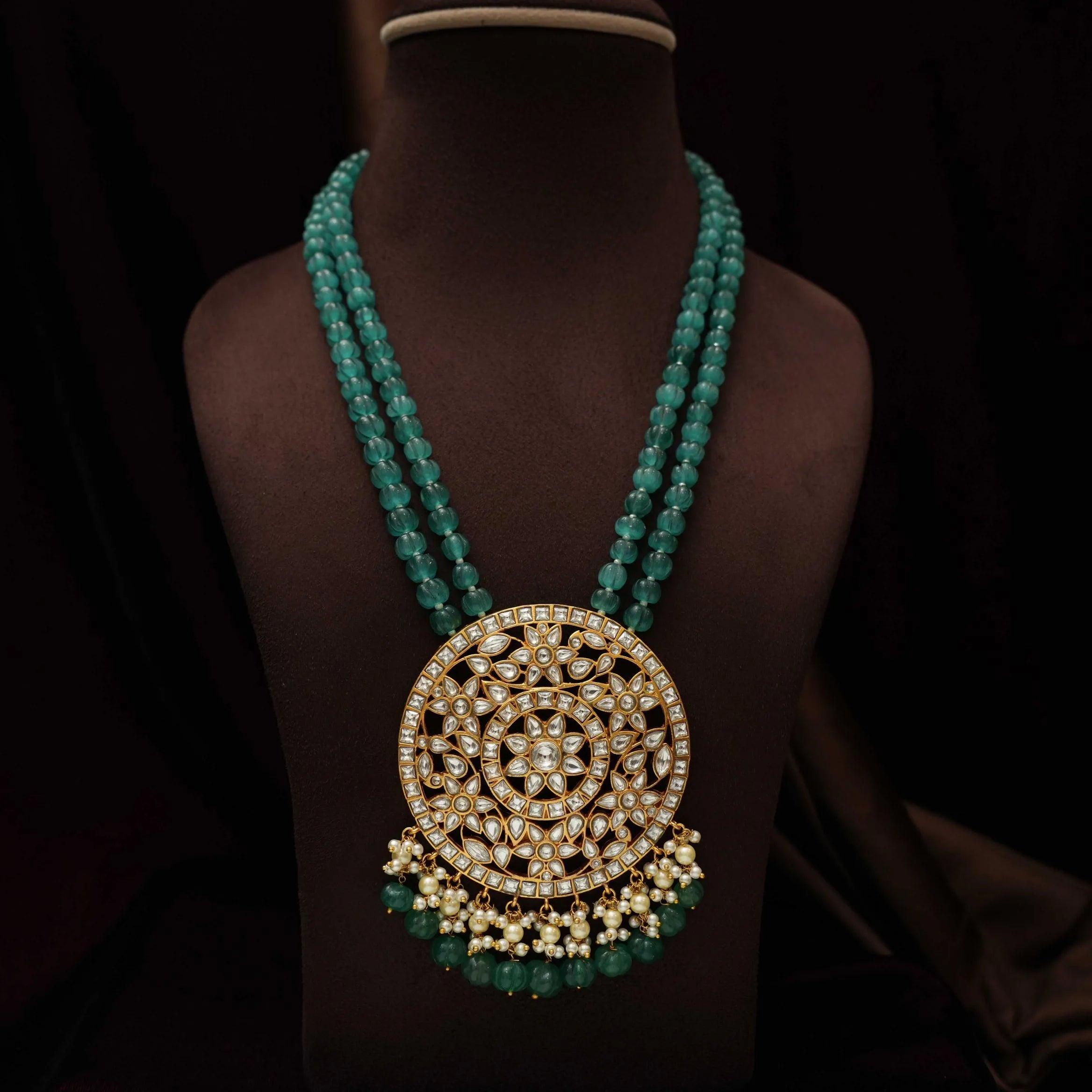 Aarushi Polki Beaded Necklace - Teal