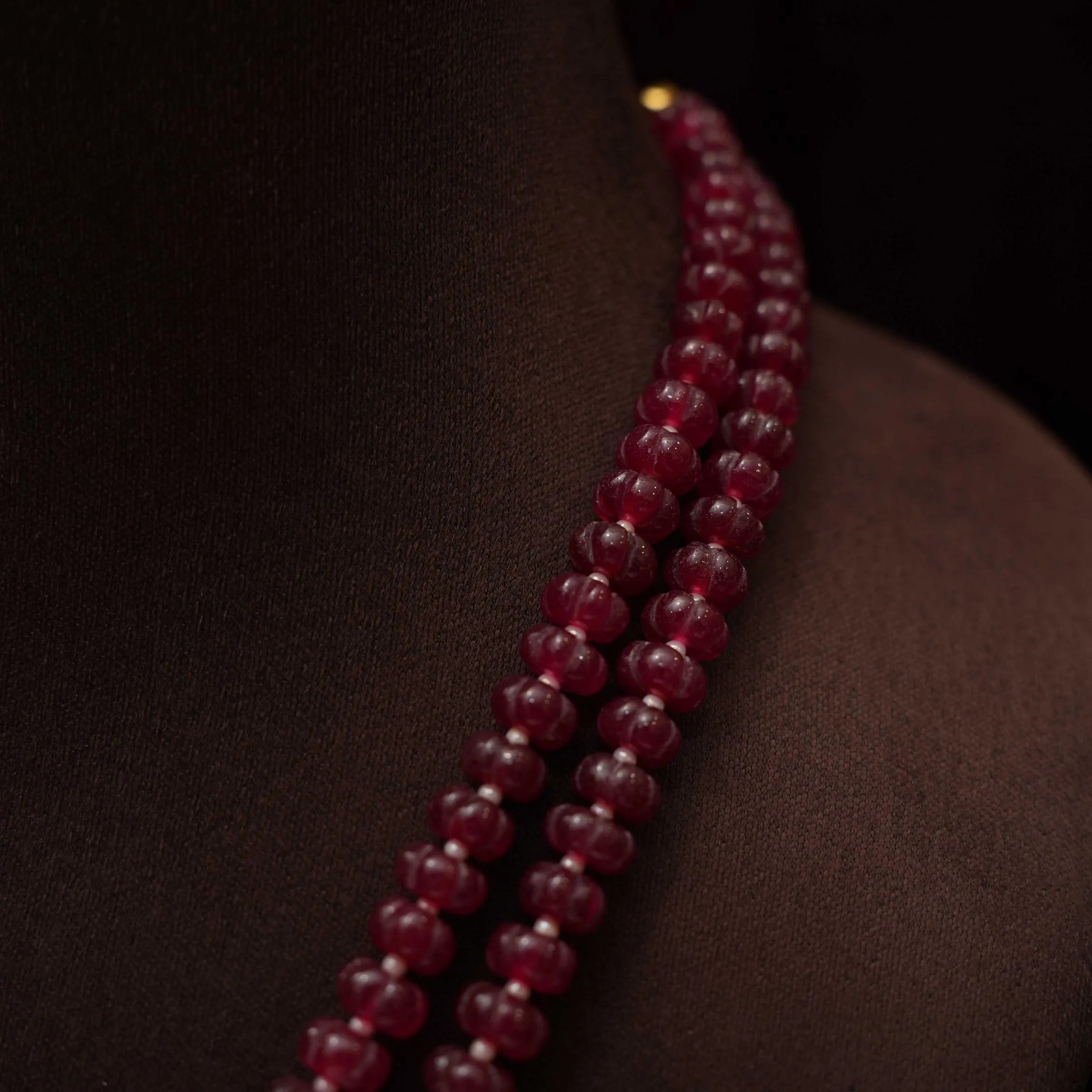 Aarushi Polki Beaded Necklace - Red