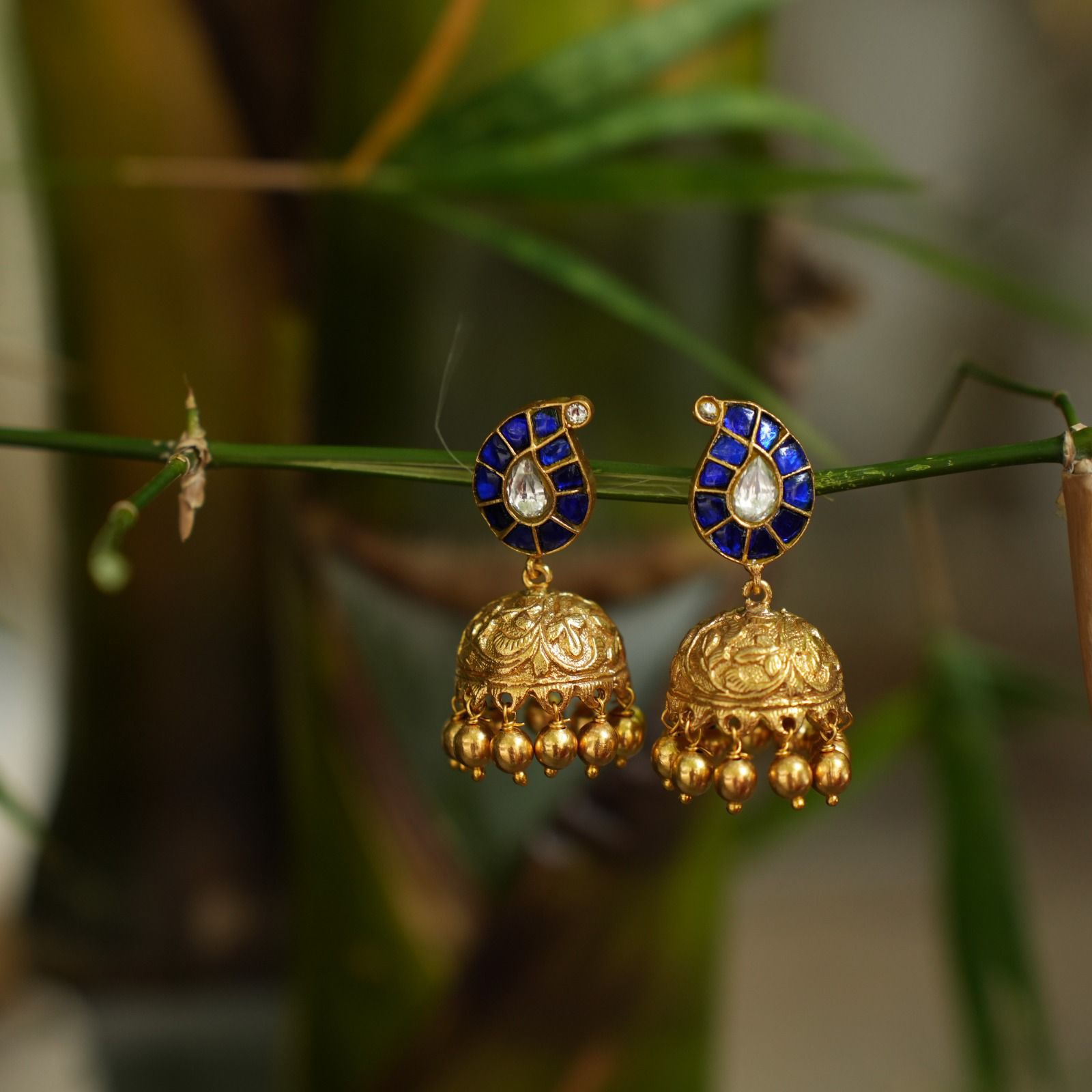 Aasha Mango Jhumka - Blue