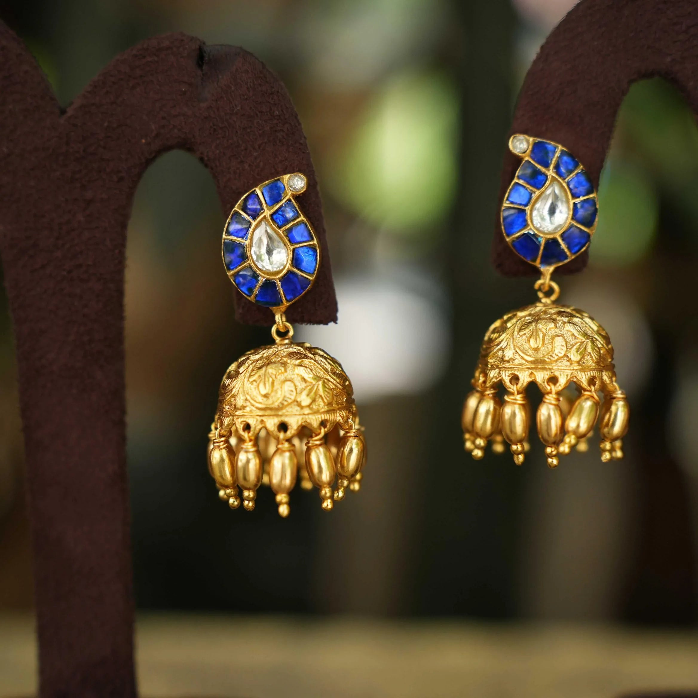 Aasha Mango Jhumka - Blue