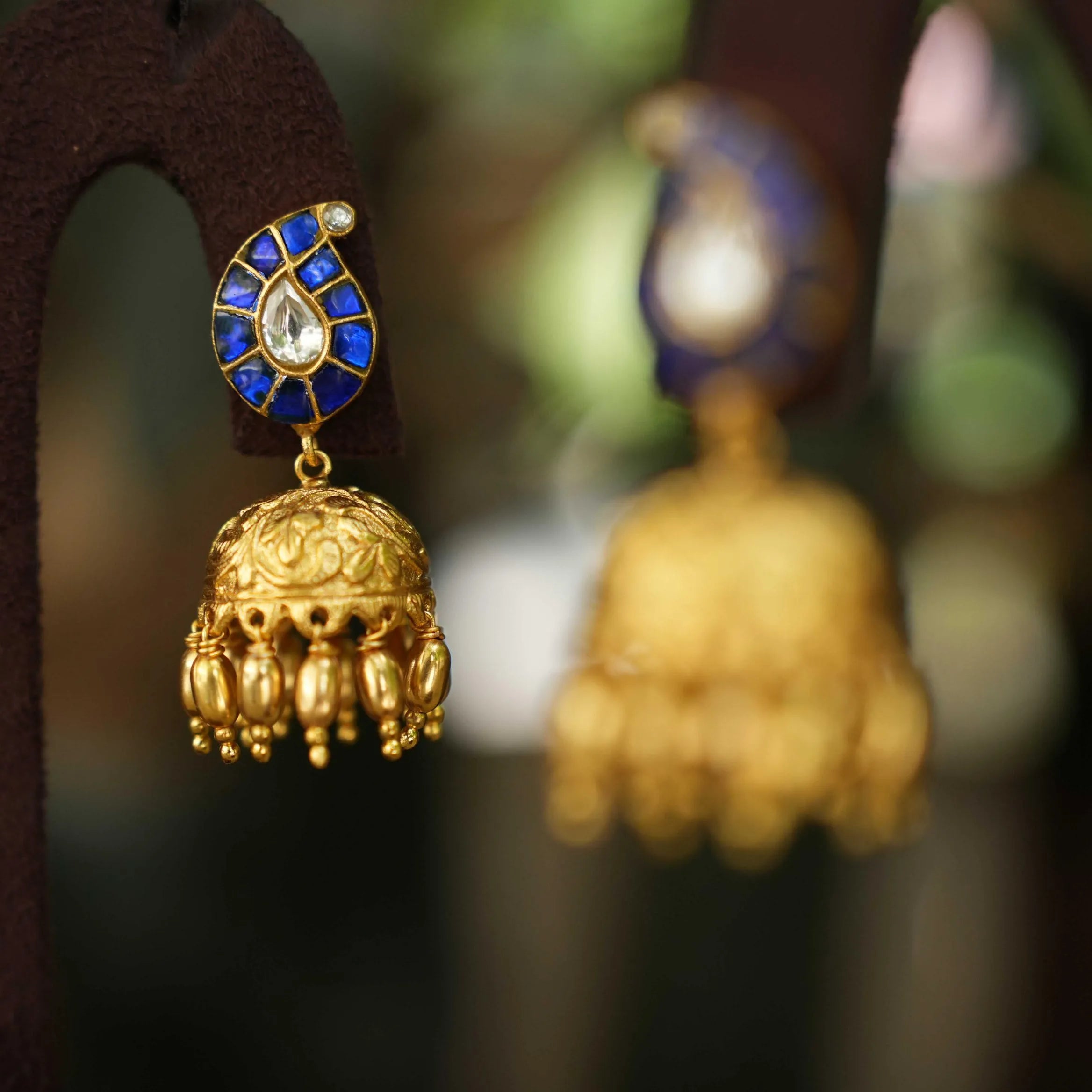 Aasha Mango Jhumka - Blue