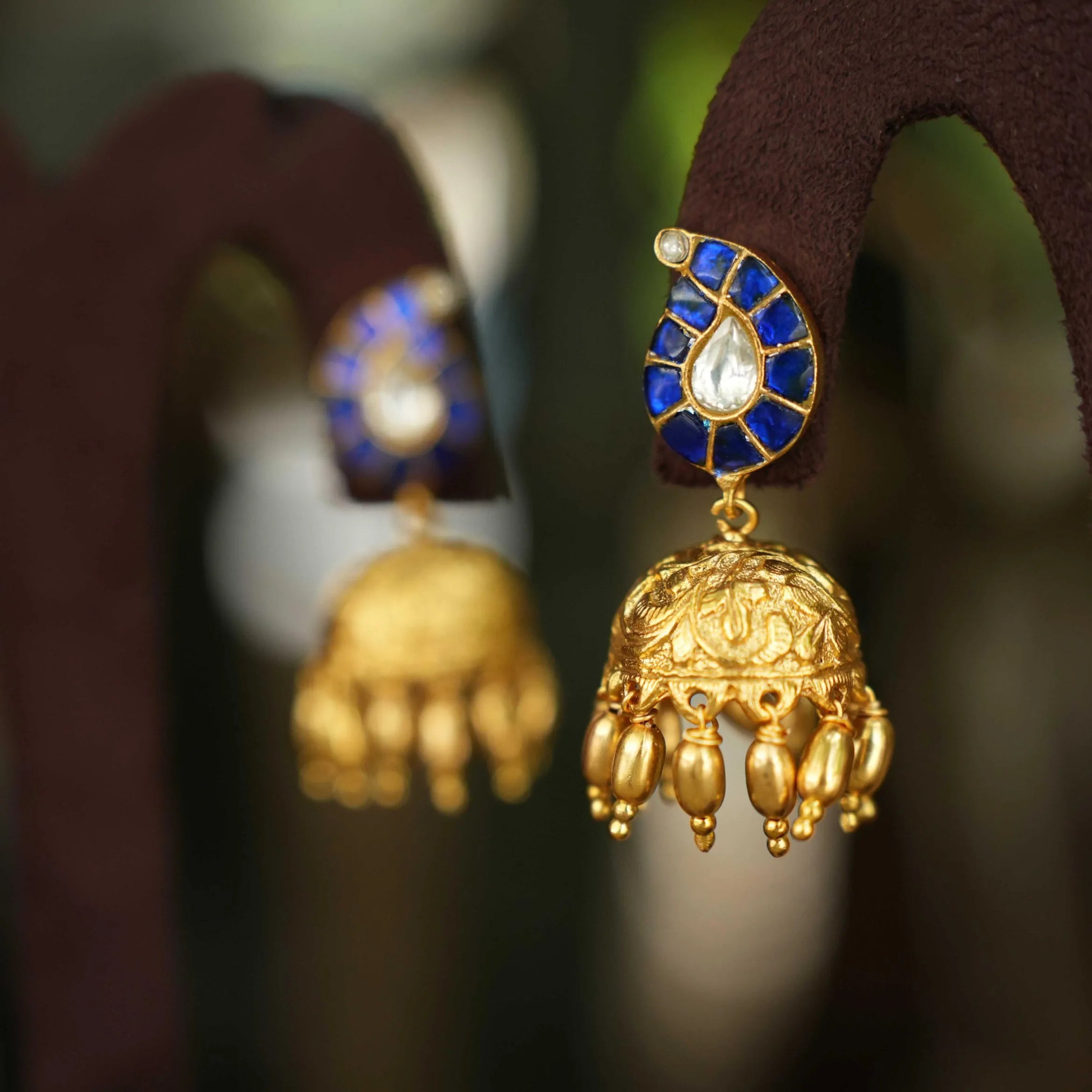 Aasha Mango Jhumka - Blue