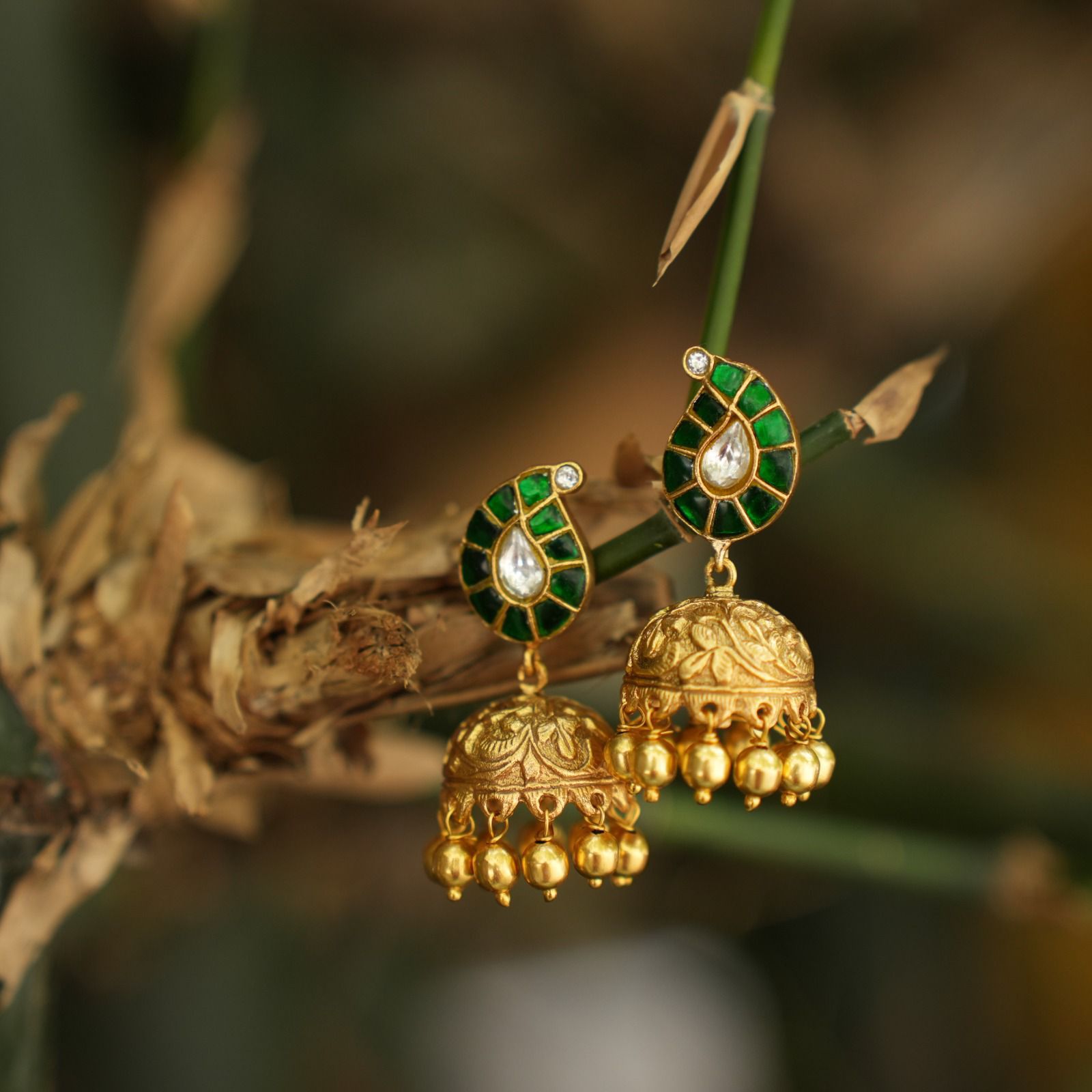 Aasha Mango Jhumka - Green