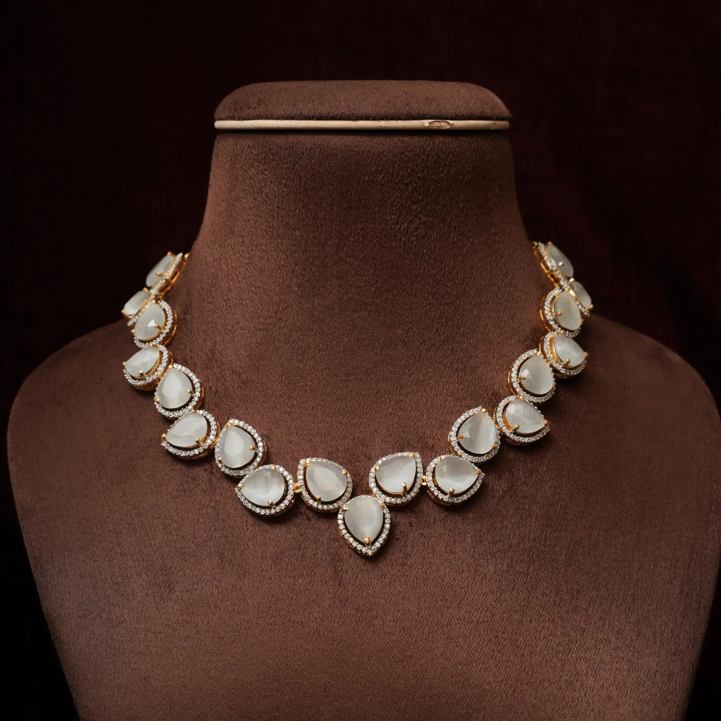 Abhaya Zircon Necklace - Grey