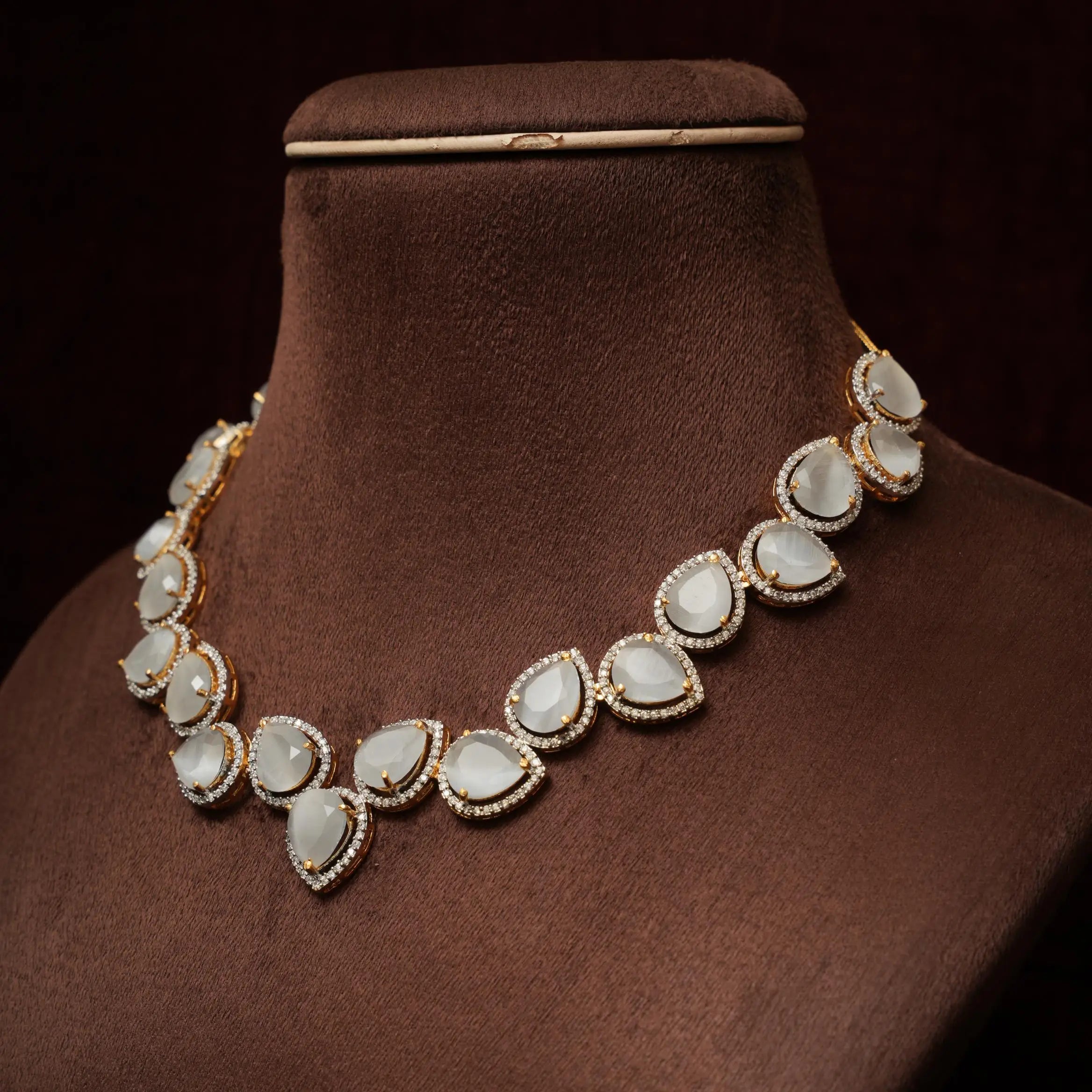 Abhaya Zircon Necklace - Grey