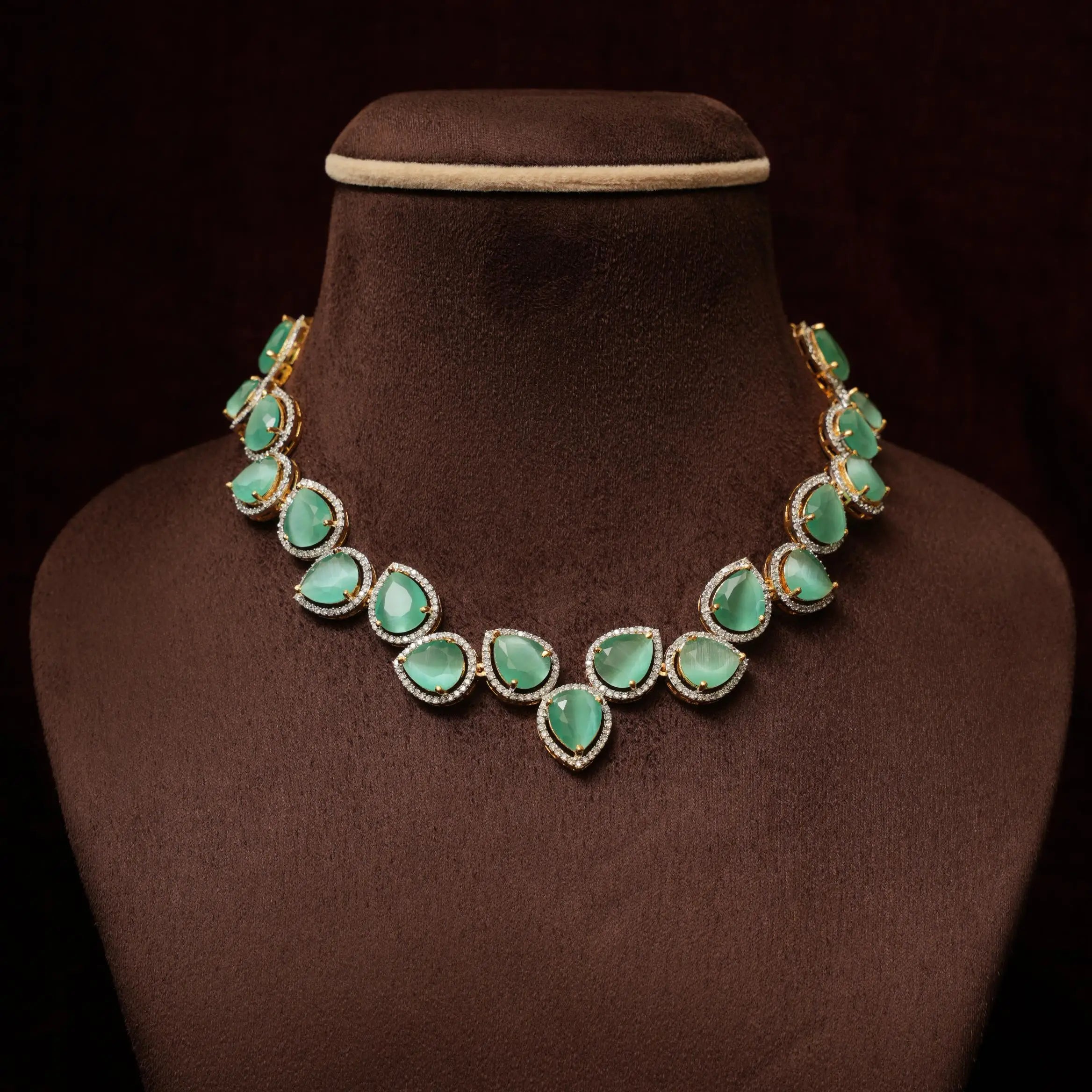 Abhaya Zircon Necklace - Pastel Green