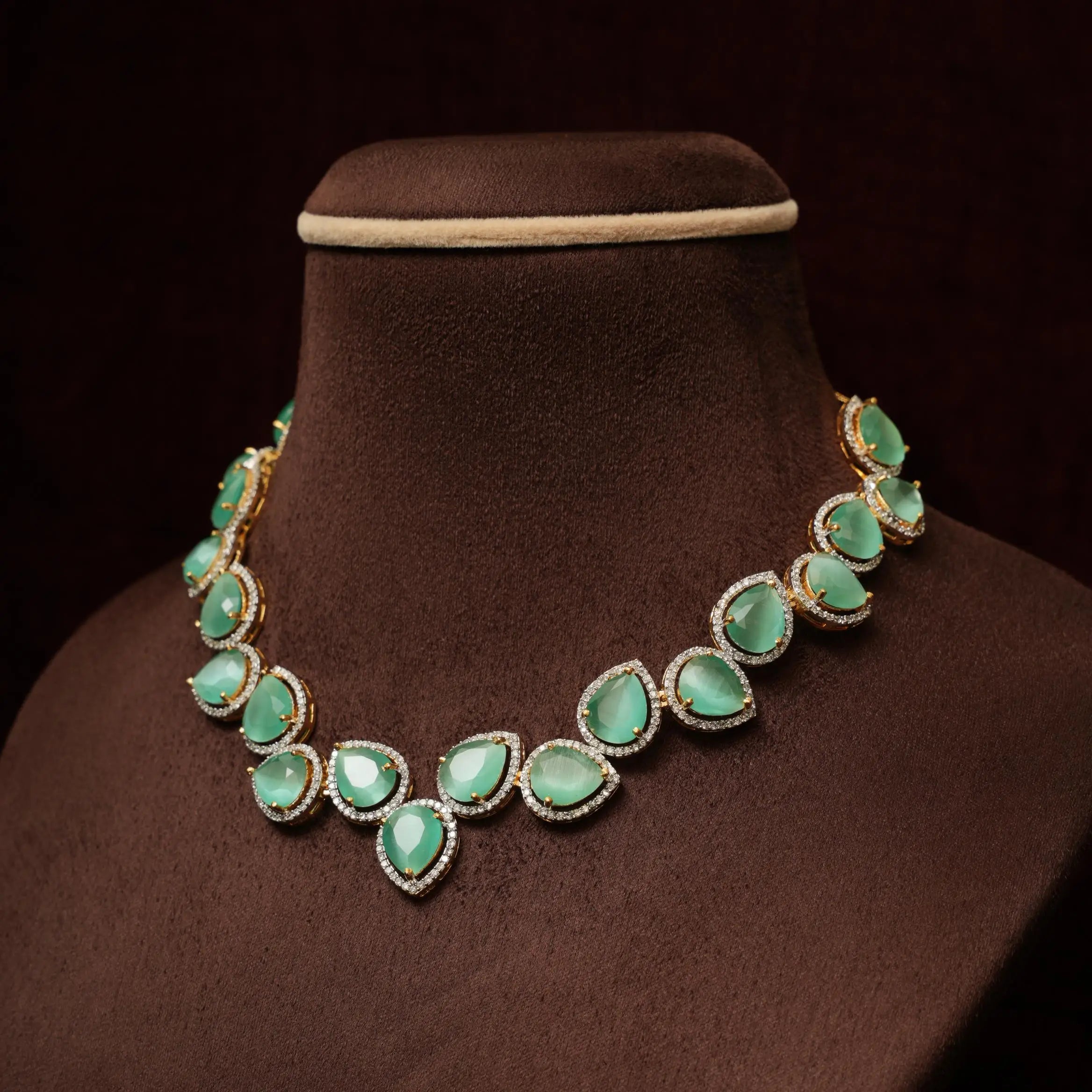 Abhaya Zircon Necklace - Pastel Green
