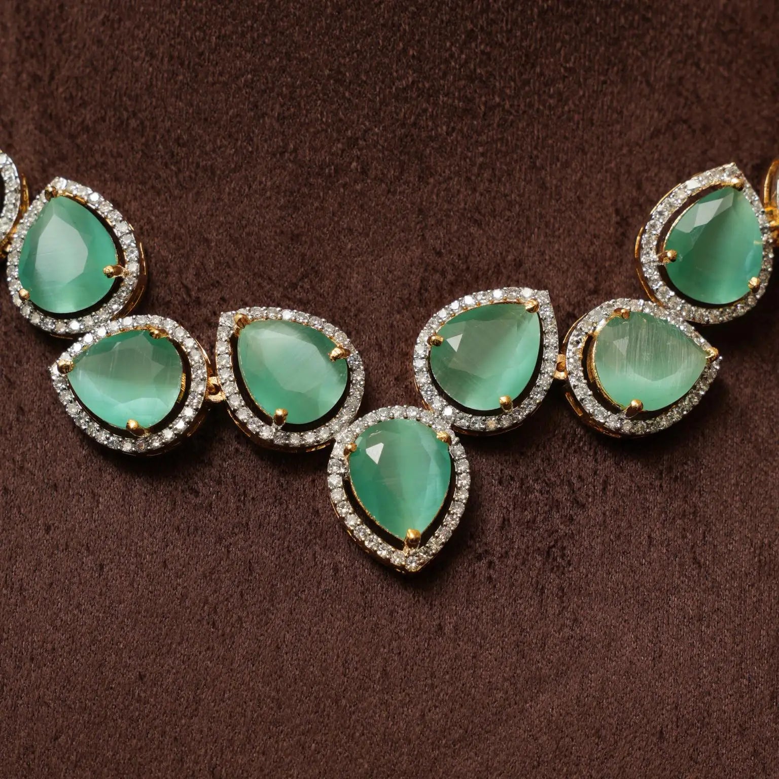 Abhaya Zircon Necklace - Pastel Green