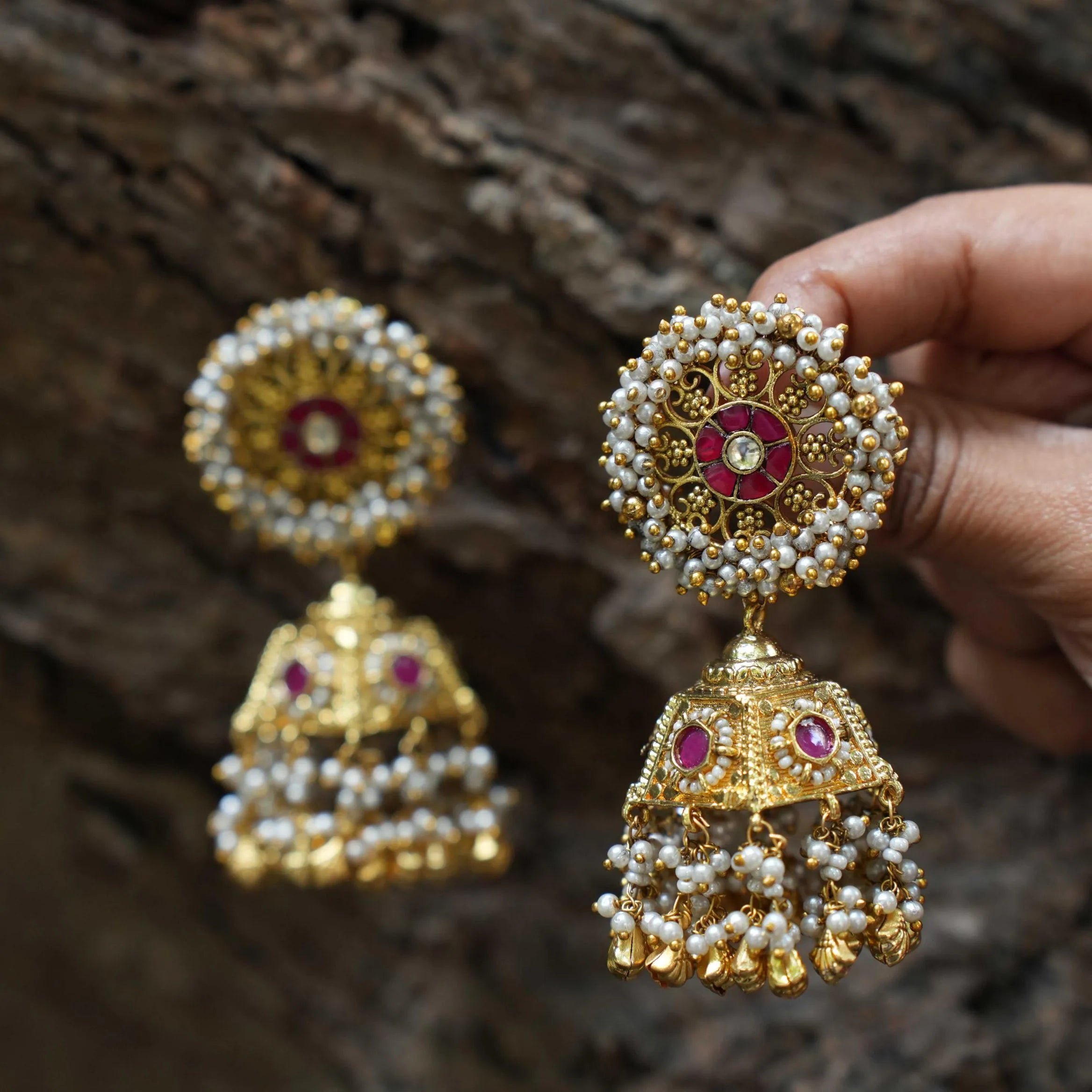 Achala Polki Jhumka Earrings - Adi