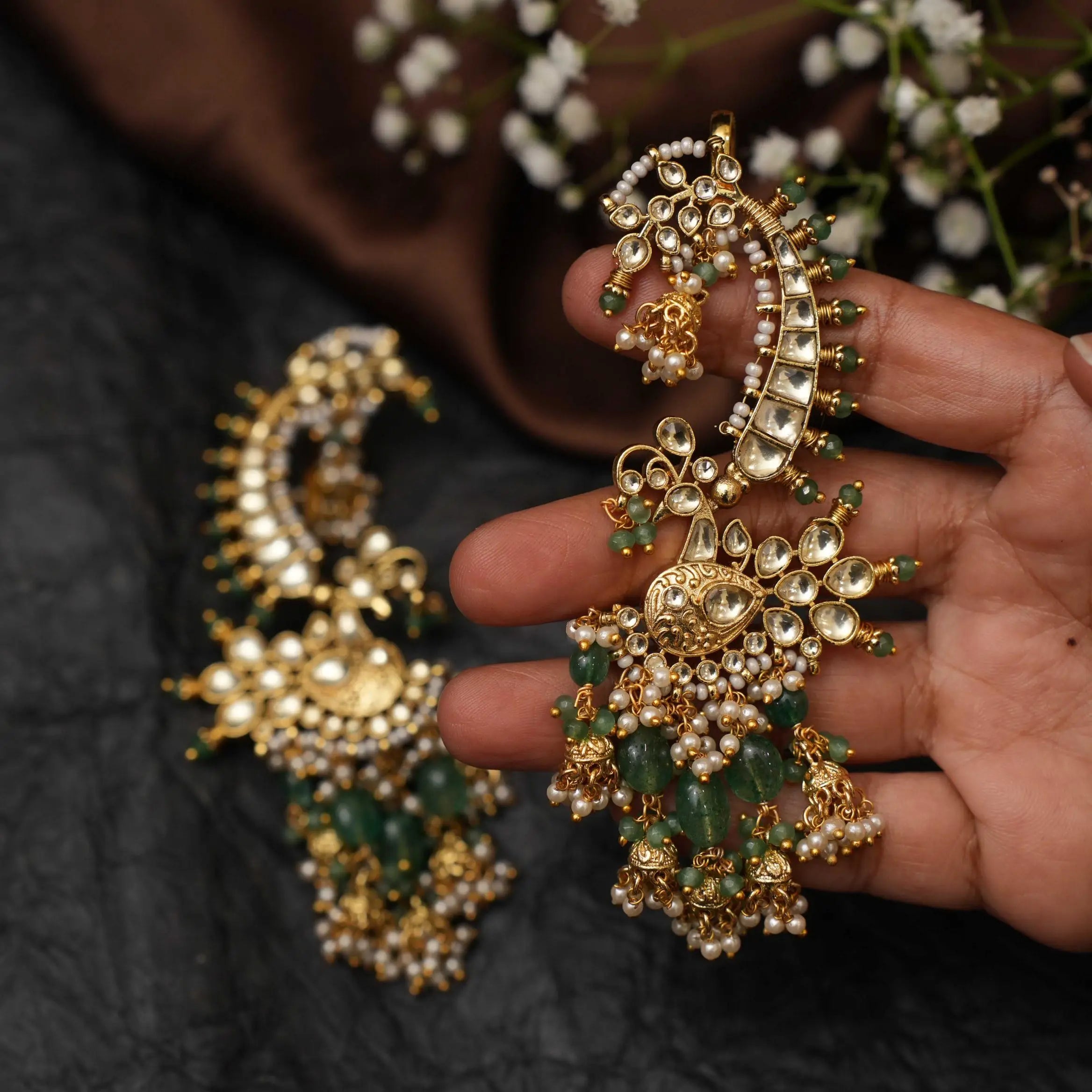 Achala Polki Jhumka Earrings - Isha