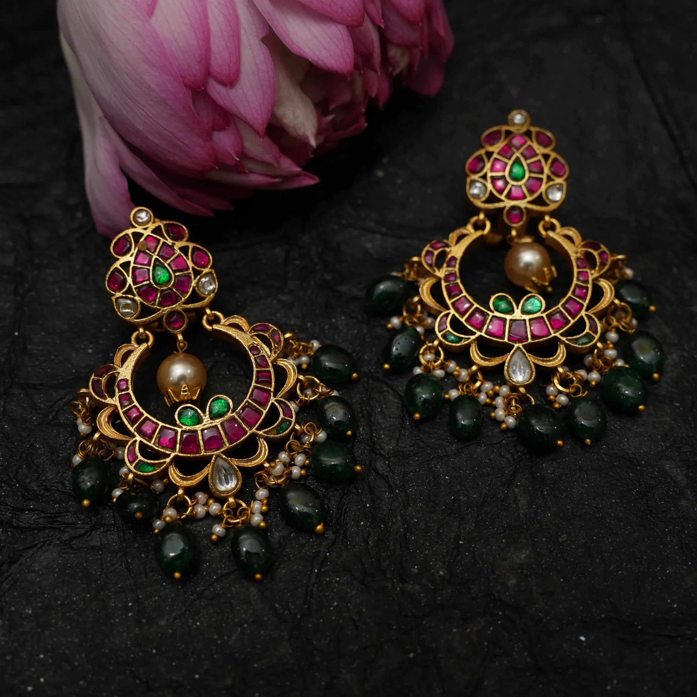 Adhira Polki Chandbali Earrings