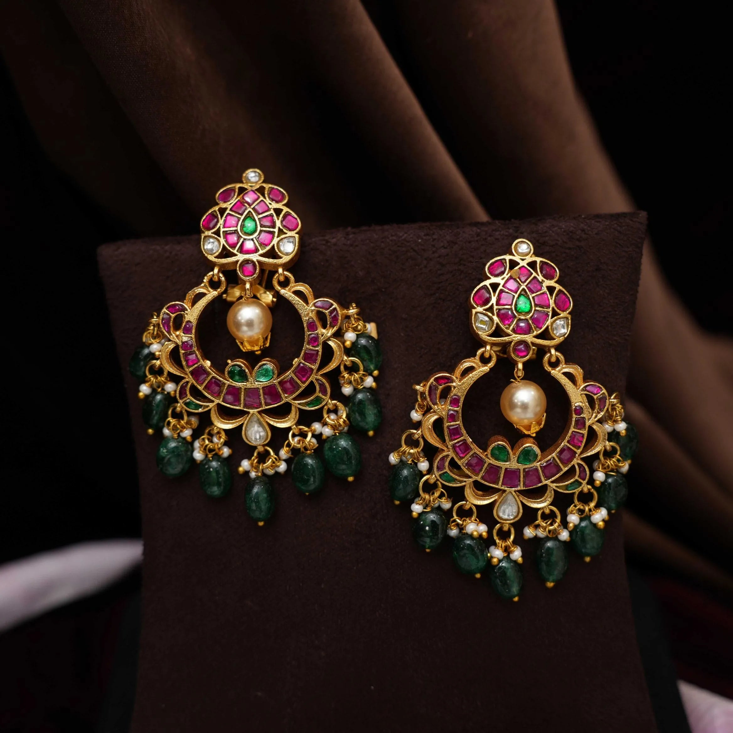 Adhira Polki Chandbali Earrings