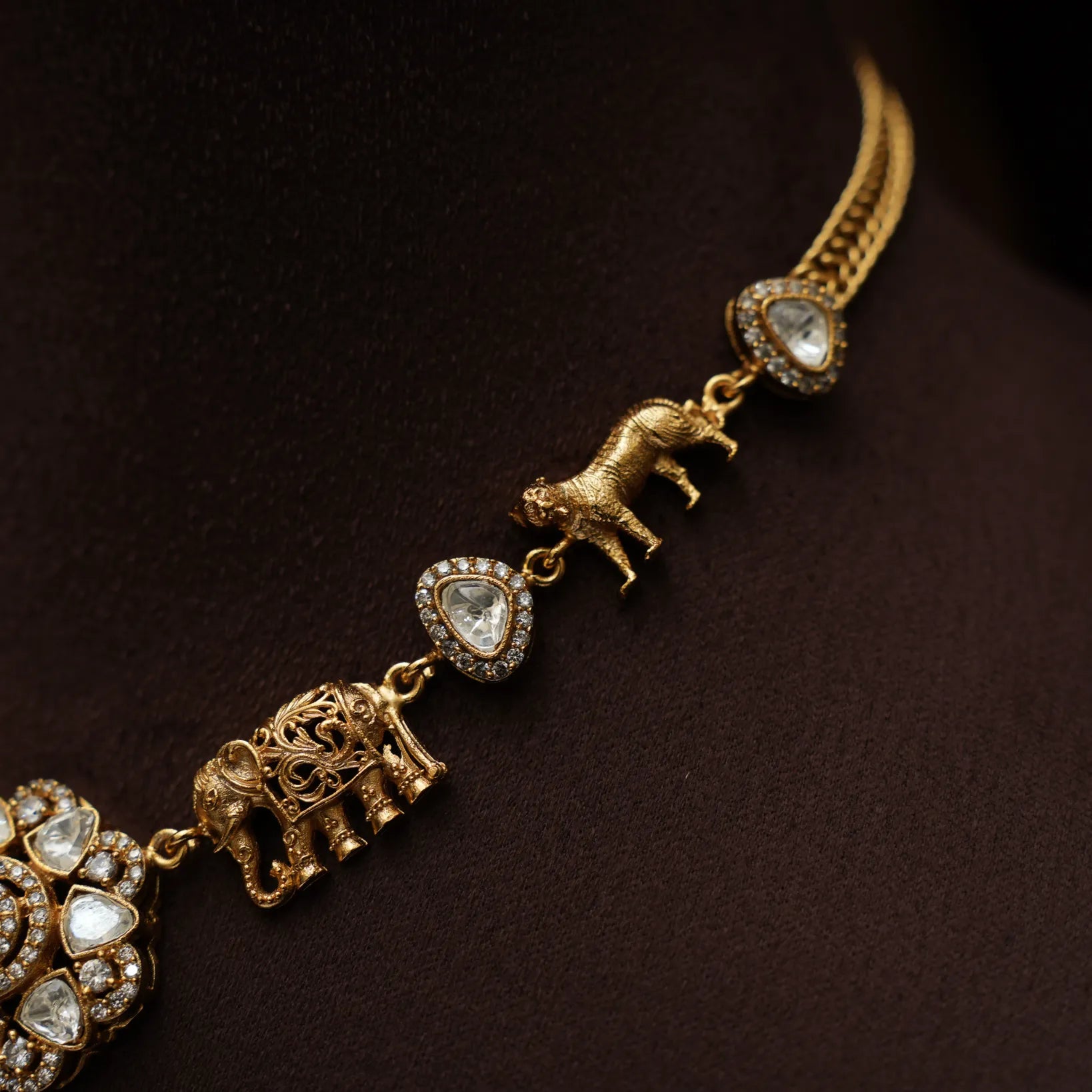 Adhiratha Polki Necklace - Emerald Green