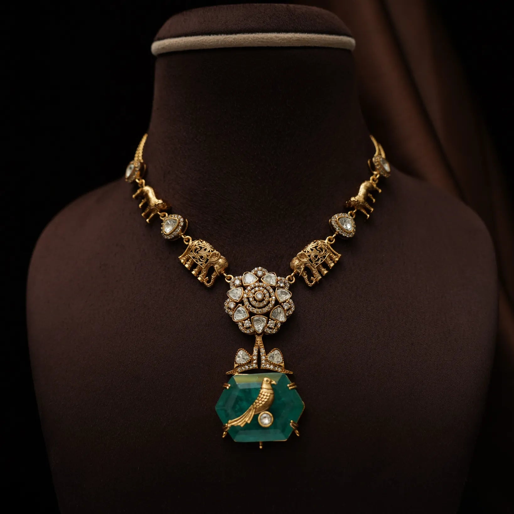 Adhiratha Polki Necklace - Pastel Green