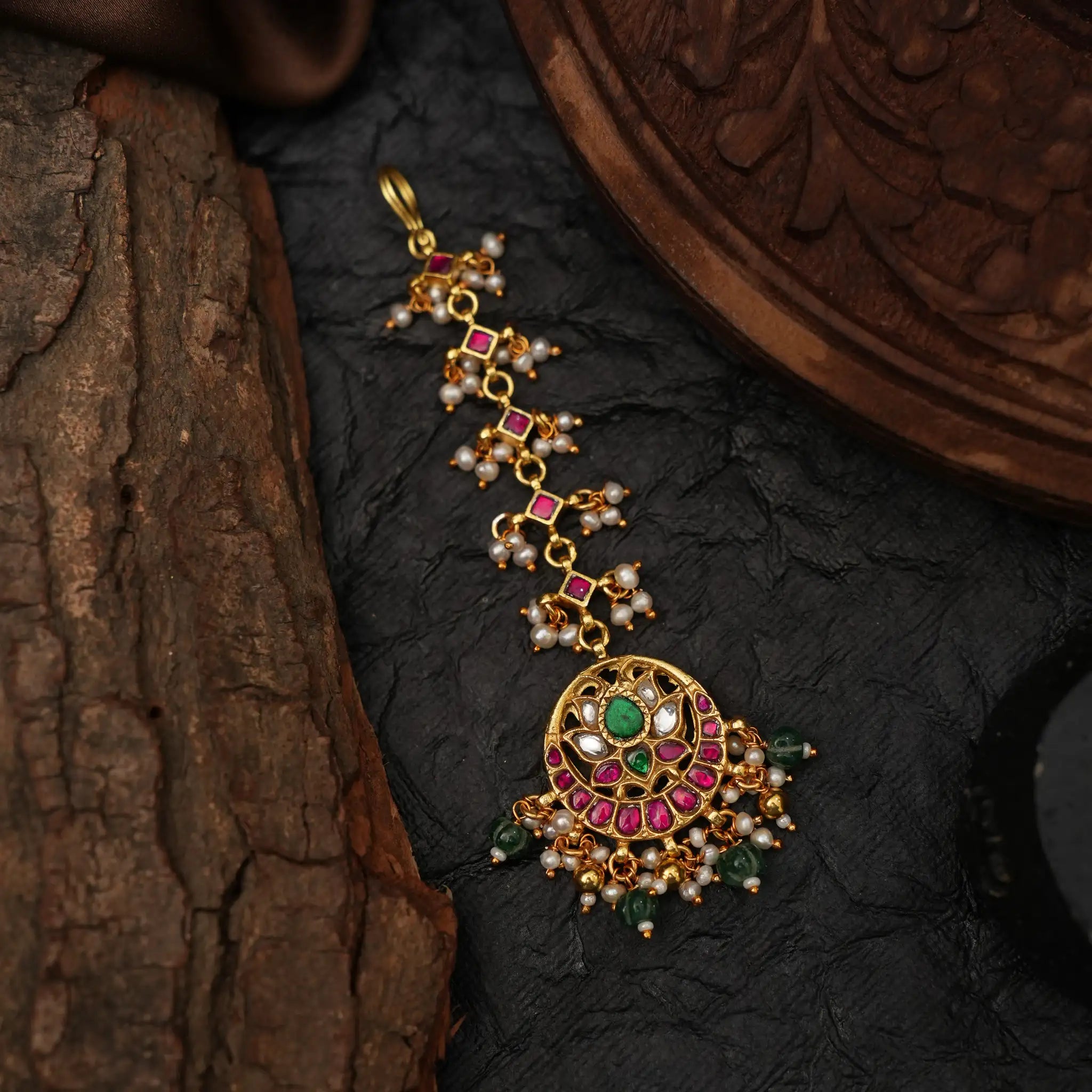 Adhya Silver Tikka - Pumpkin Beads
