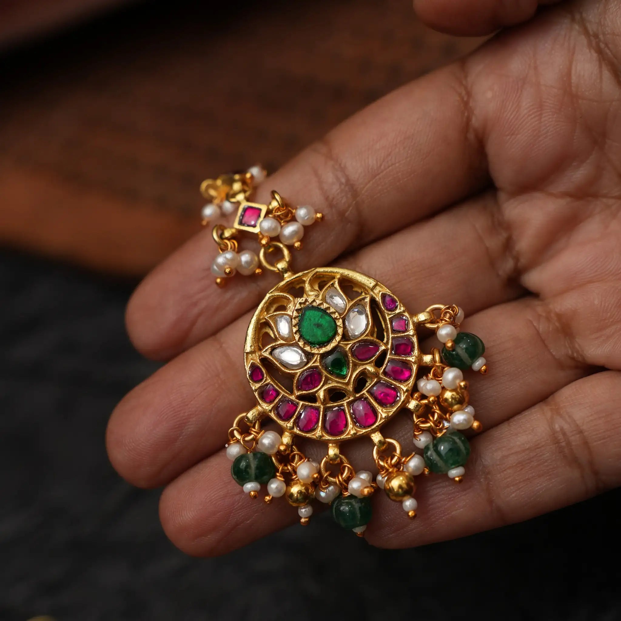 Adhya Silver Tikka - Pumpkin Beads