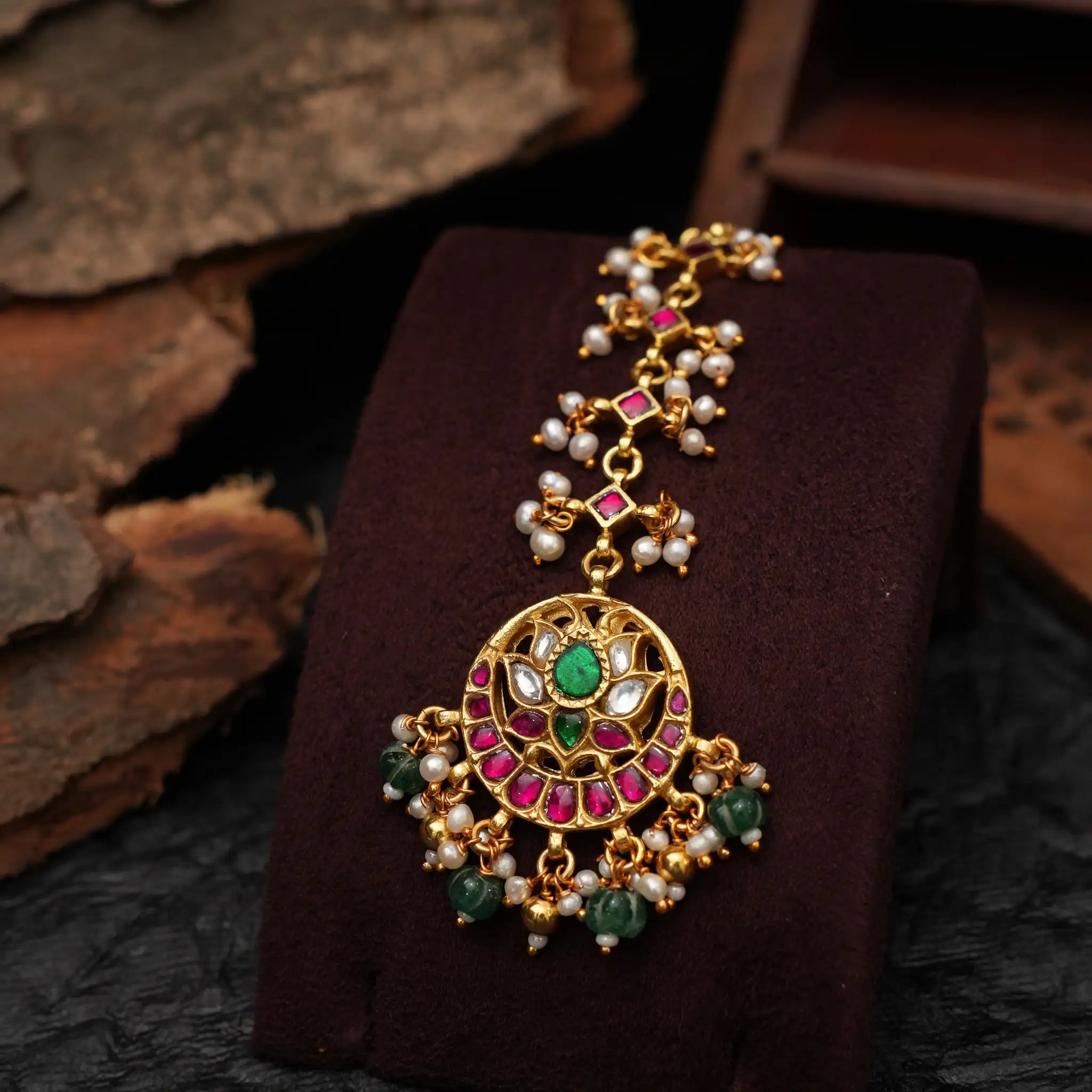 Adhya Silver Tikka - Pumpkin Beads