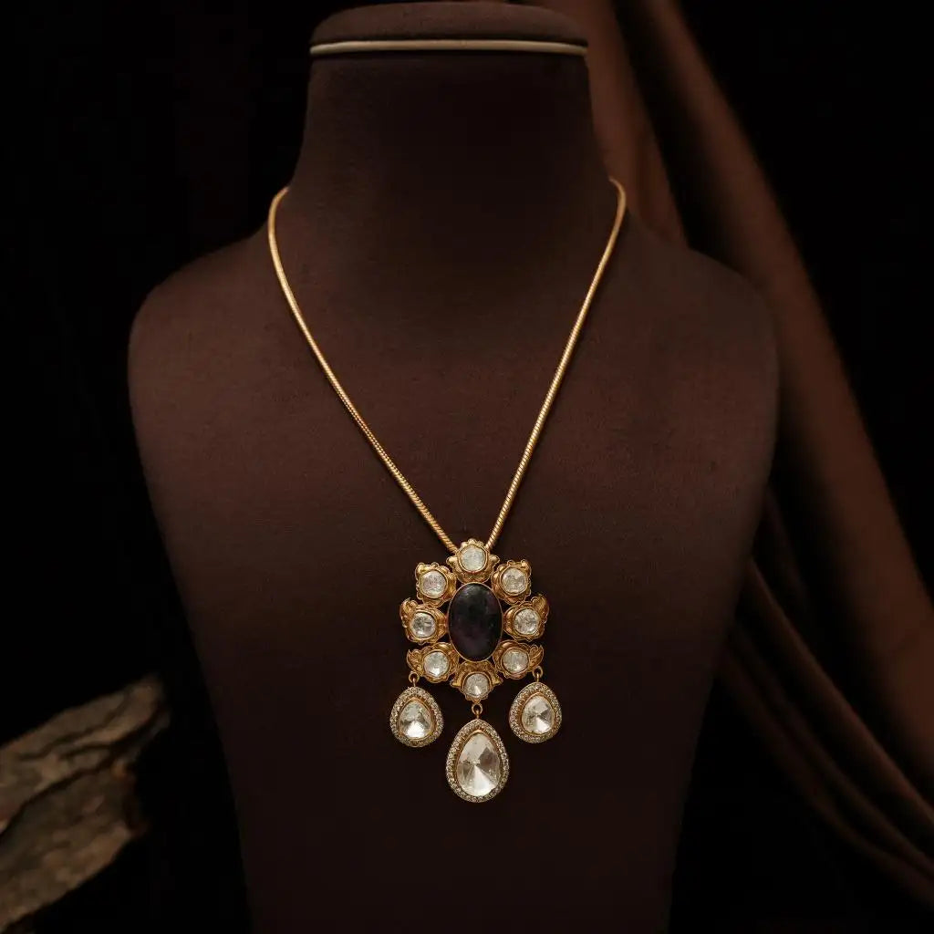 Aesha Polki Chain - Purple