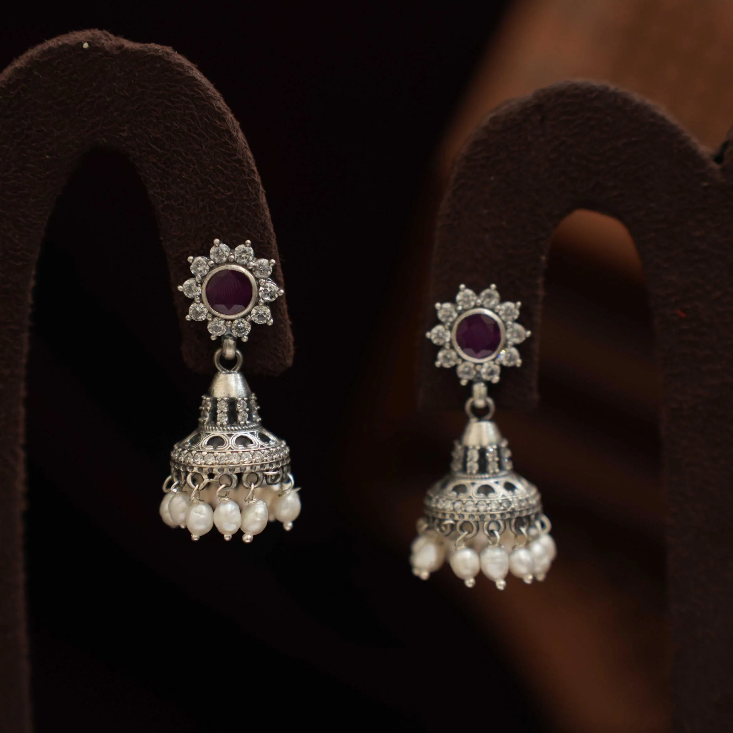 Ahar Silver Jhumka Earrings