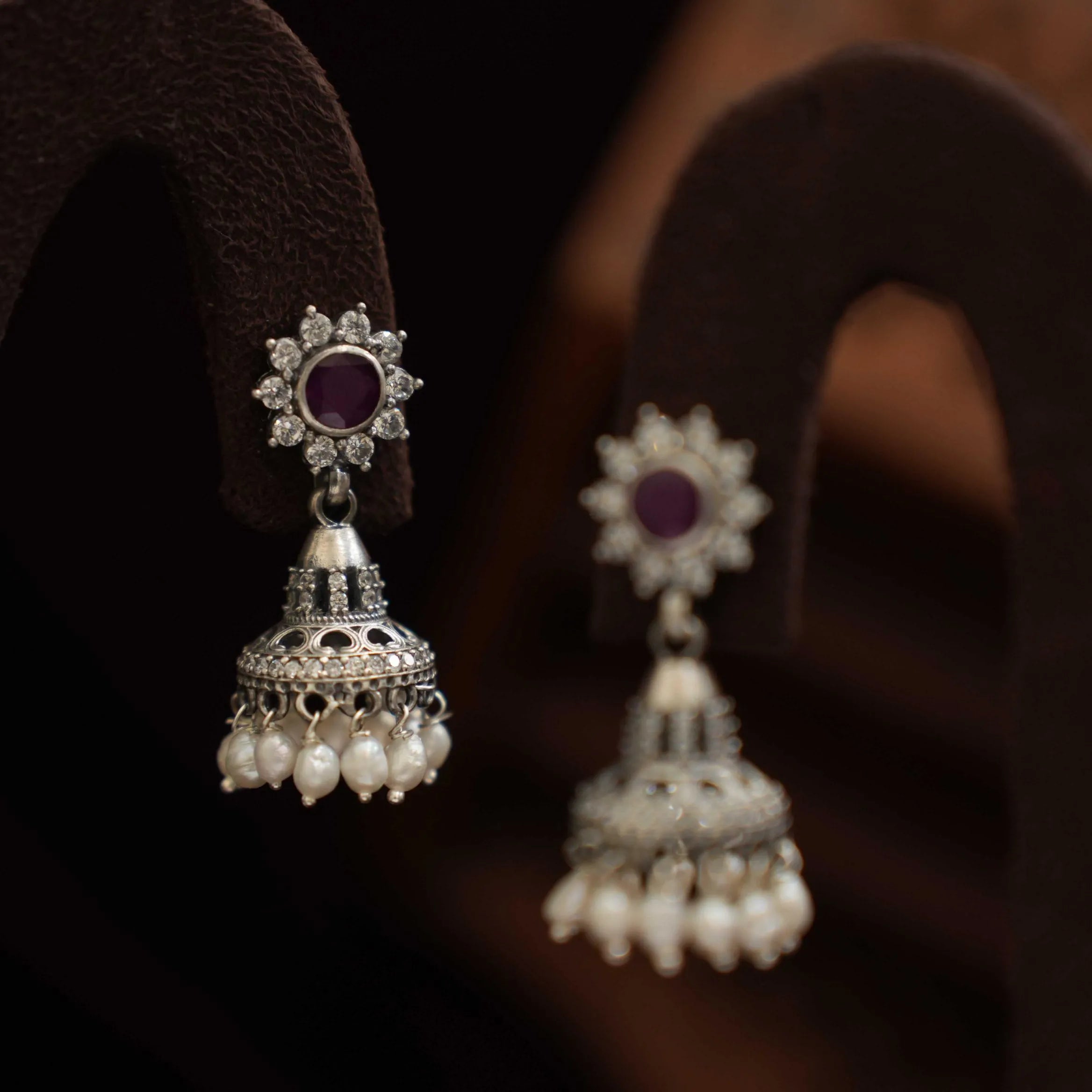 Ahar Silver Jhumka Earrings