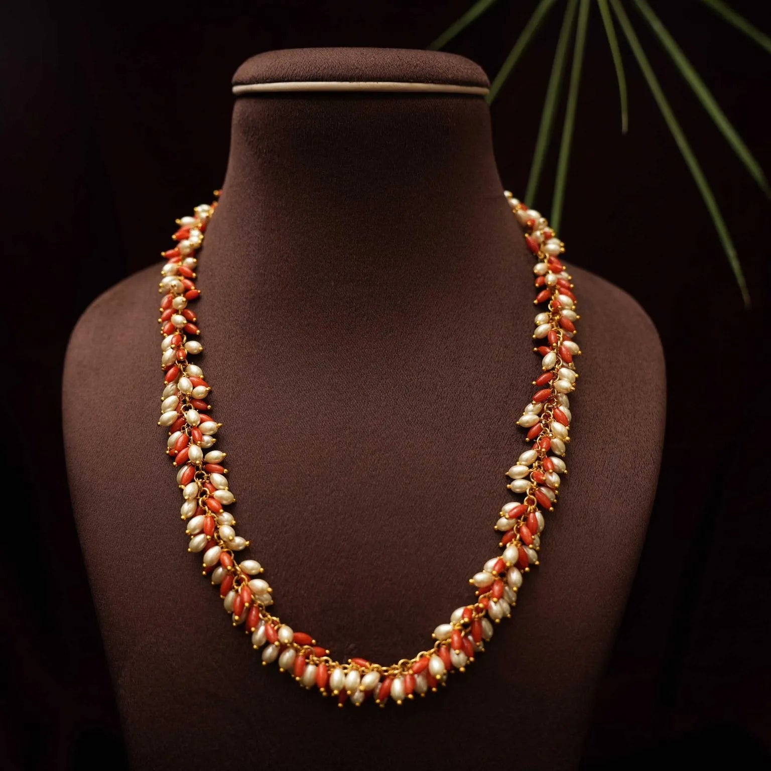 Ahila Beaded Necklace - Coral