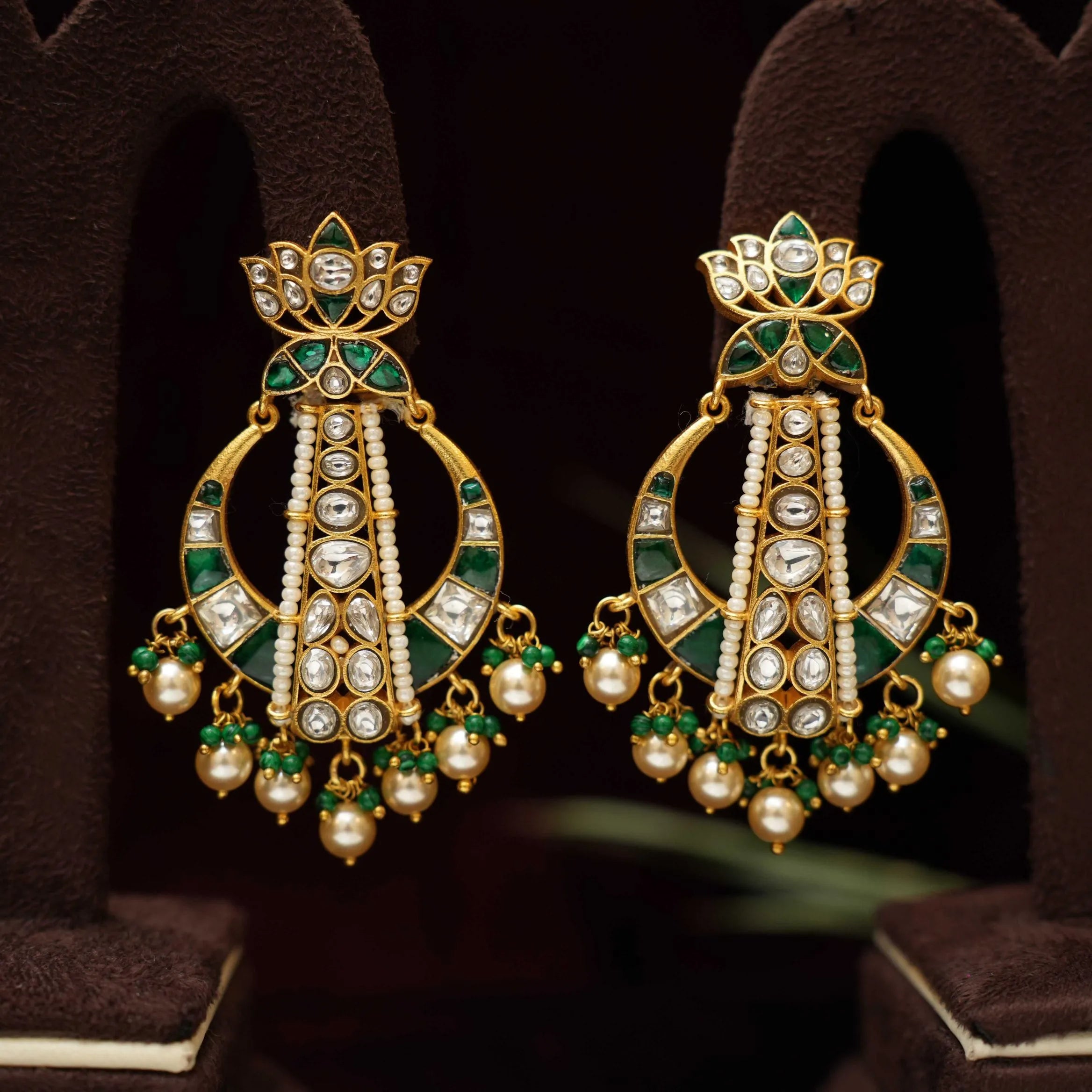 Aira Designer Polki Earring - Green - Rimli Boutique