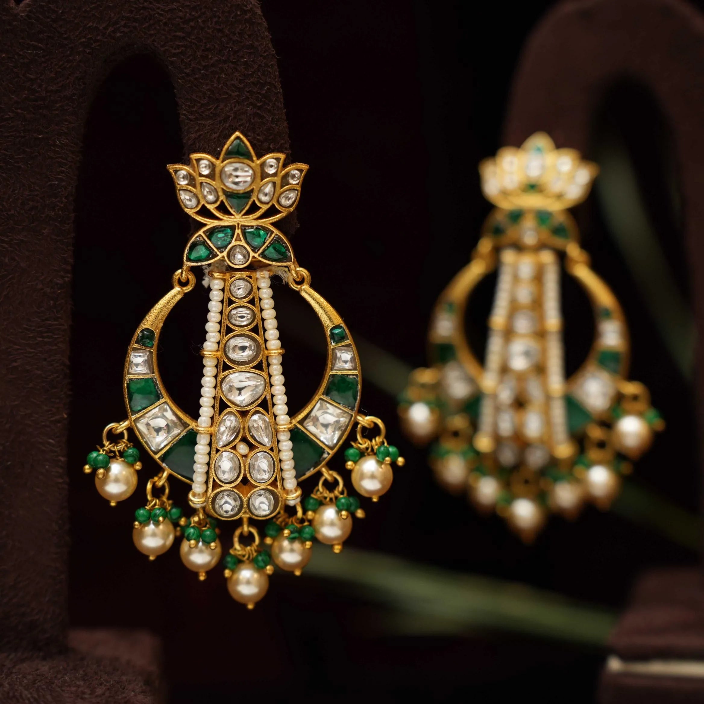 Aira Designer Polki Earring - Green - Rimli Boutique