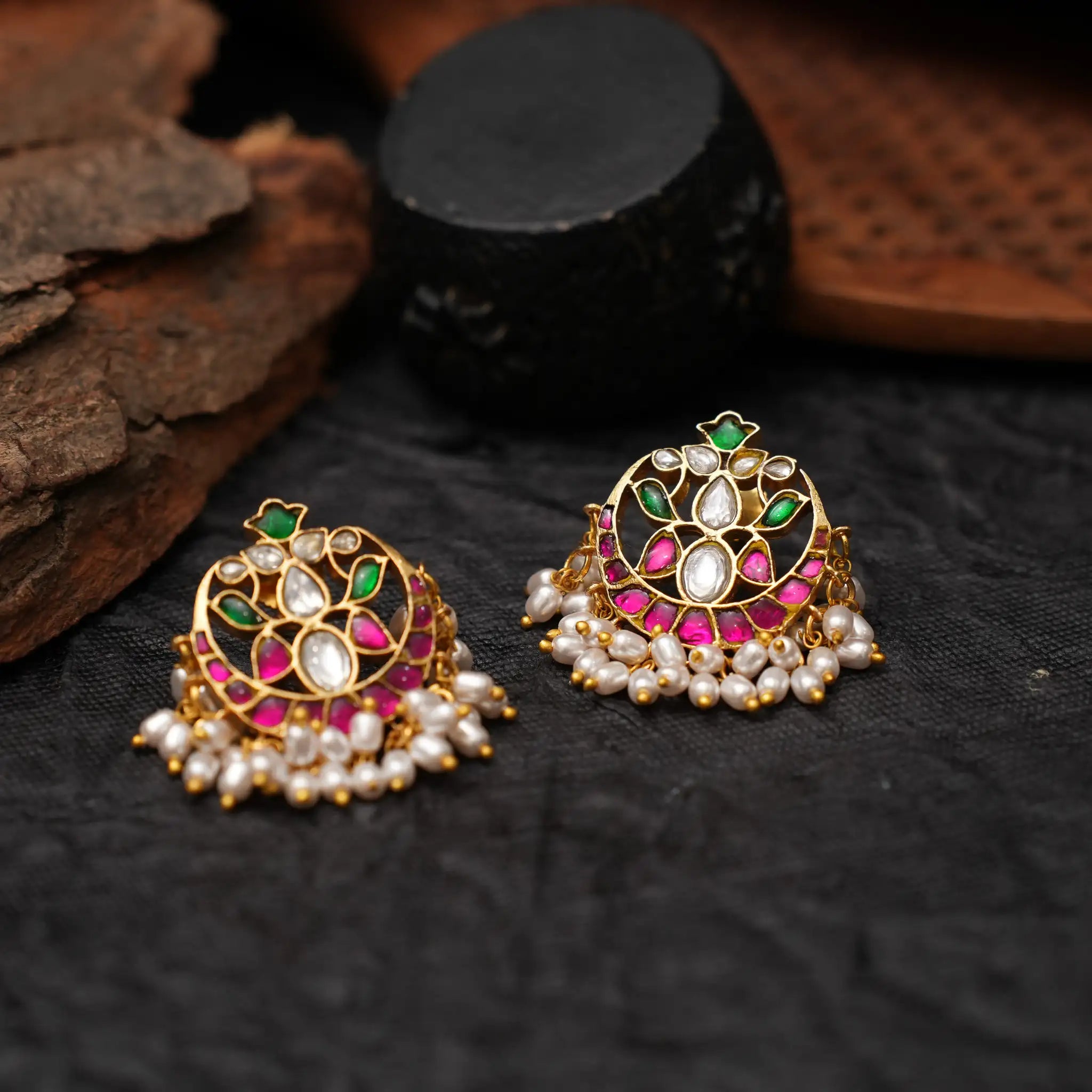 Akshita Polki Chand Earrings