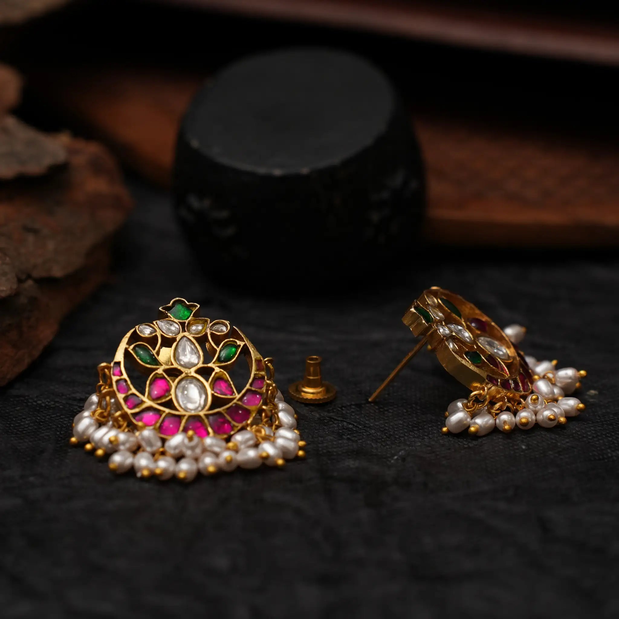 Akshita Polki Chand Earrings