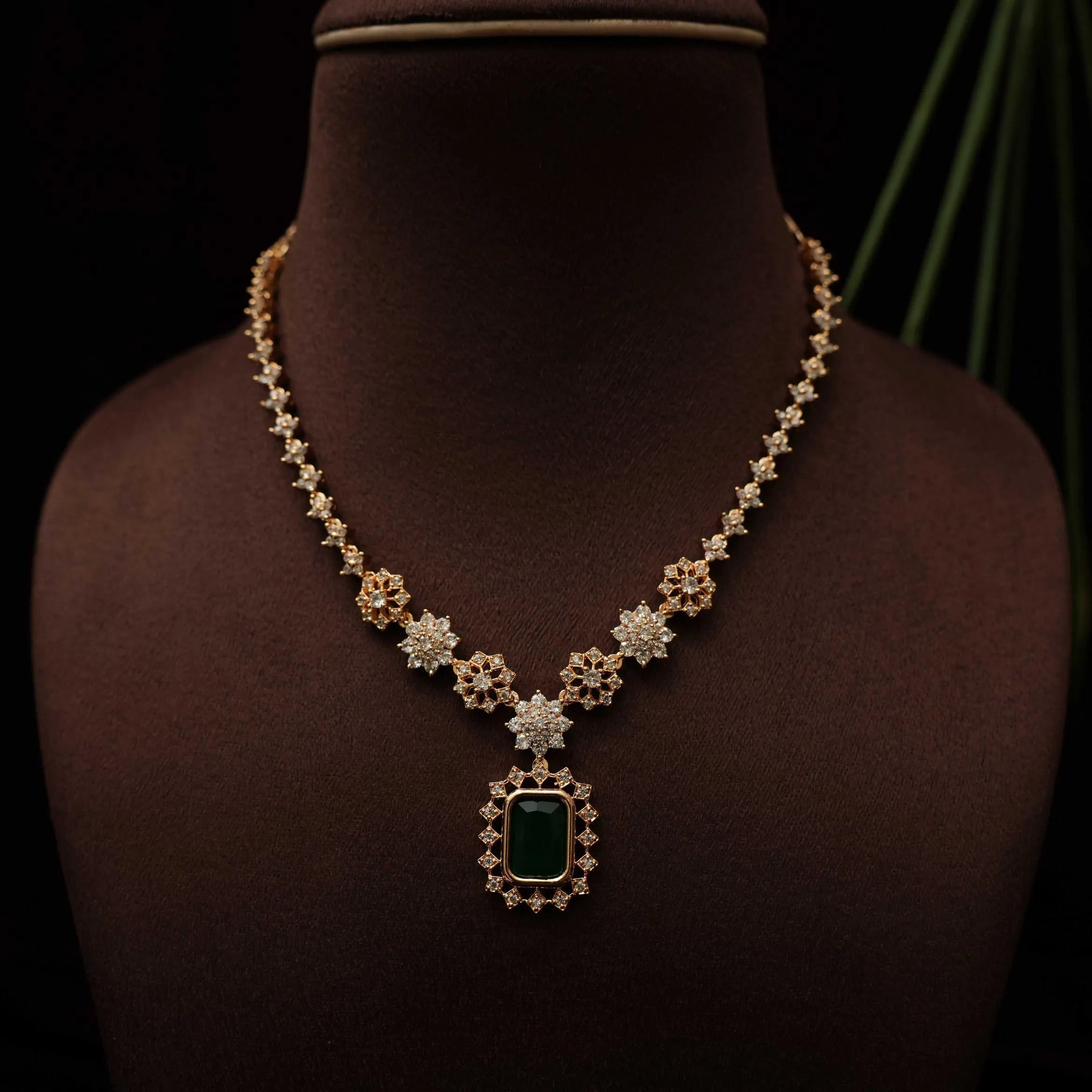 Alaivani Zircon Necklace - Green