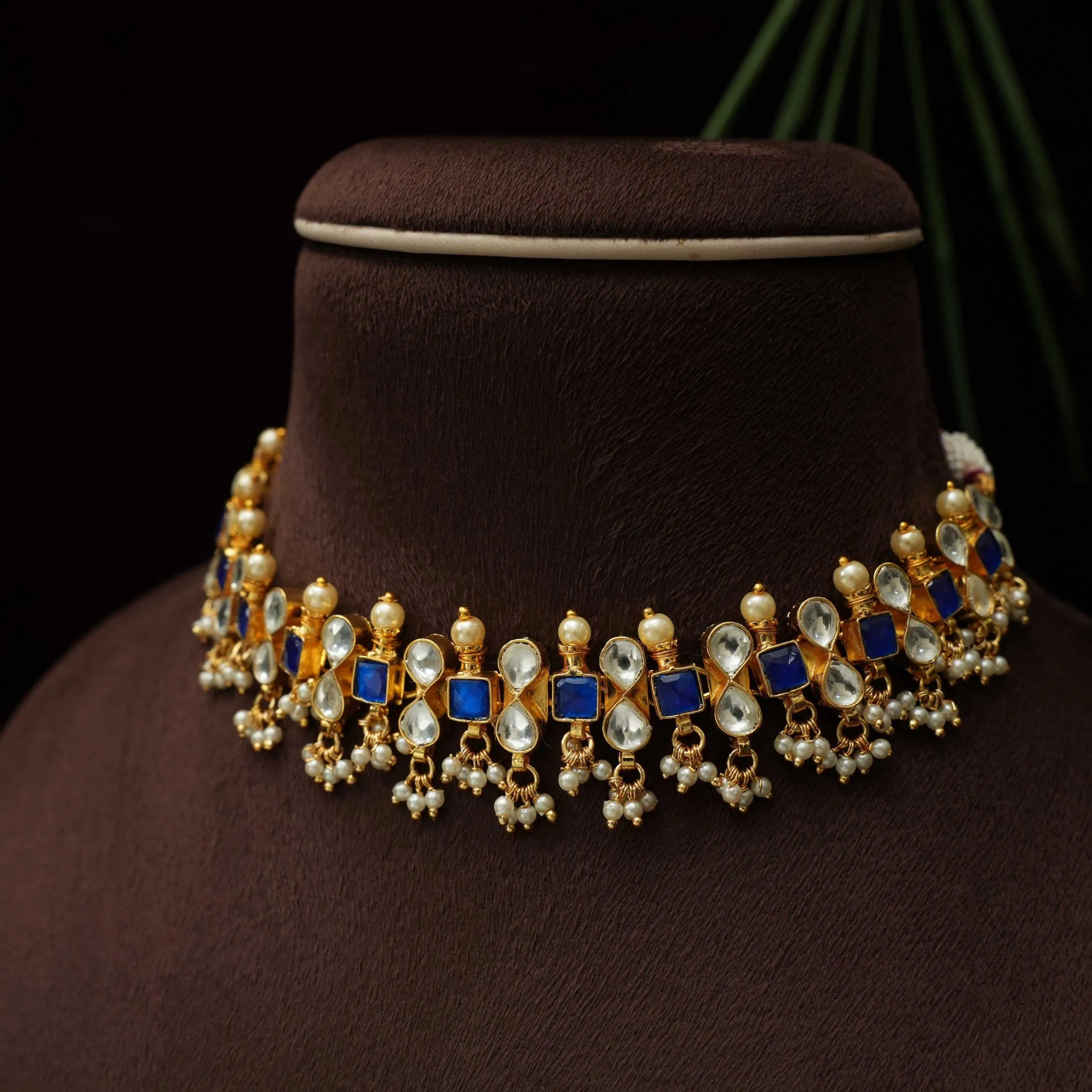 Amithi Polki Choker - Blue