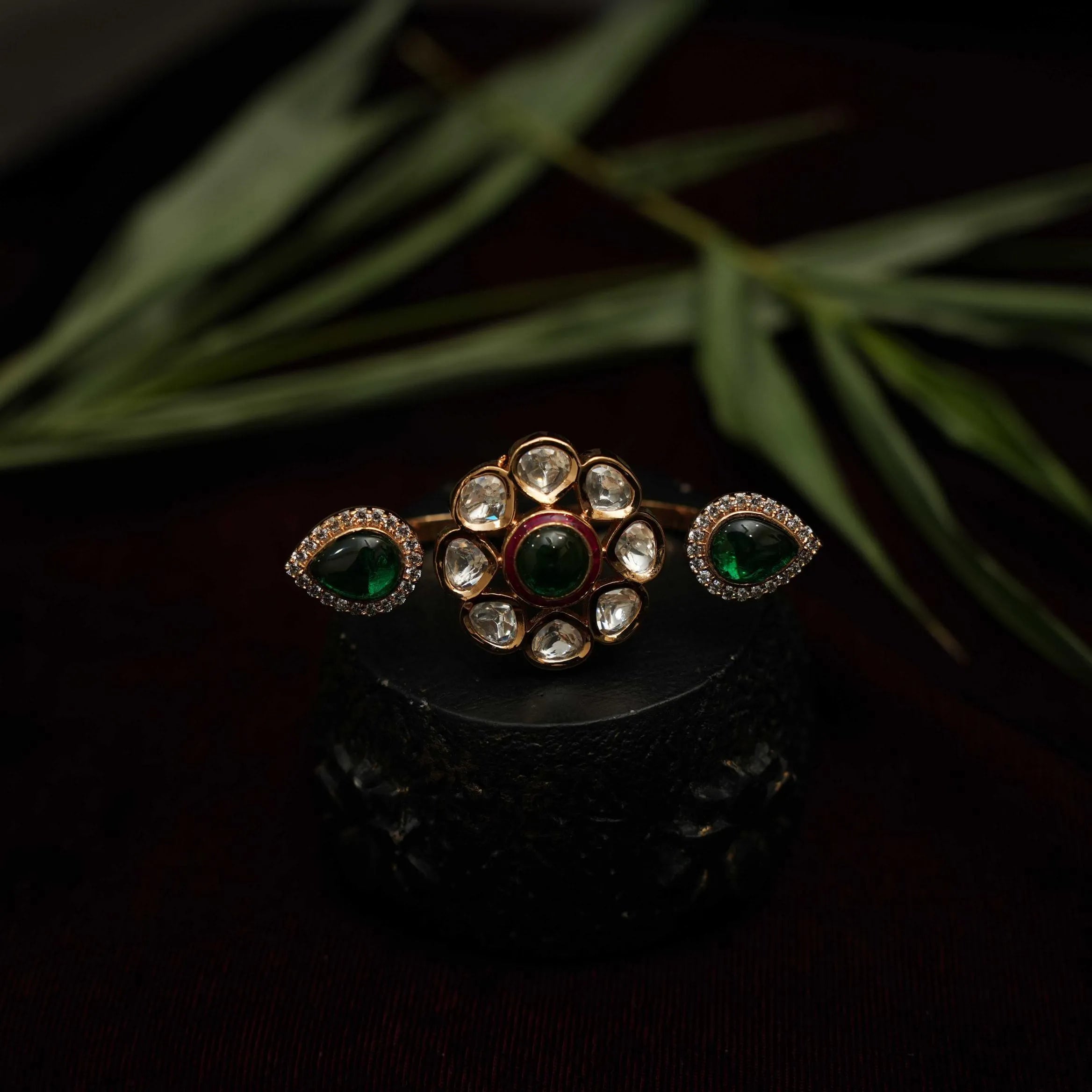 Amrita Polki Ring  - Green