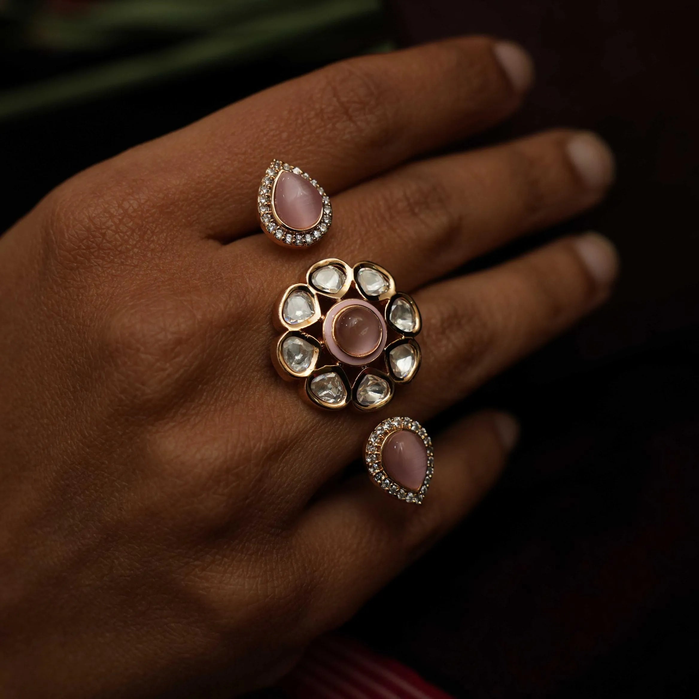 Amrita Polki Ring  - Pastel Pink