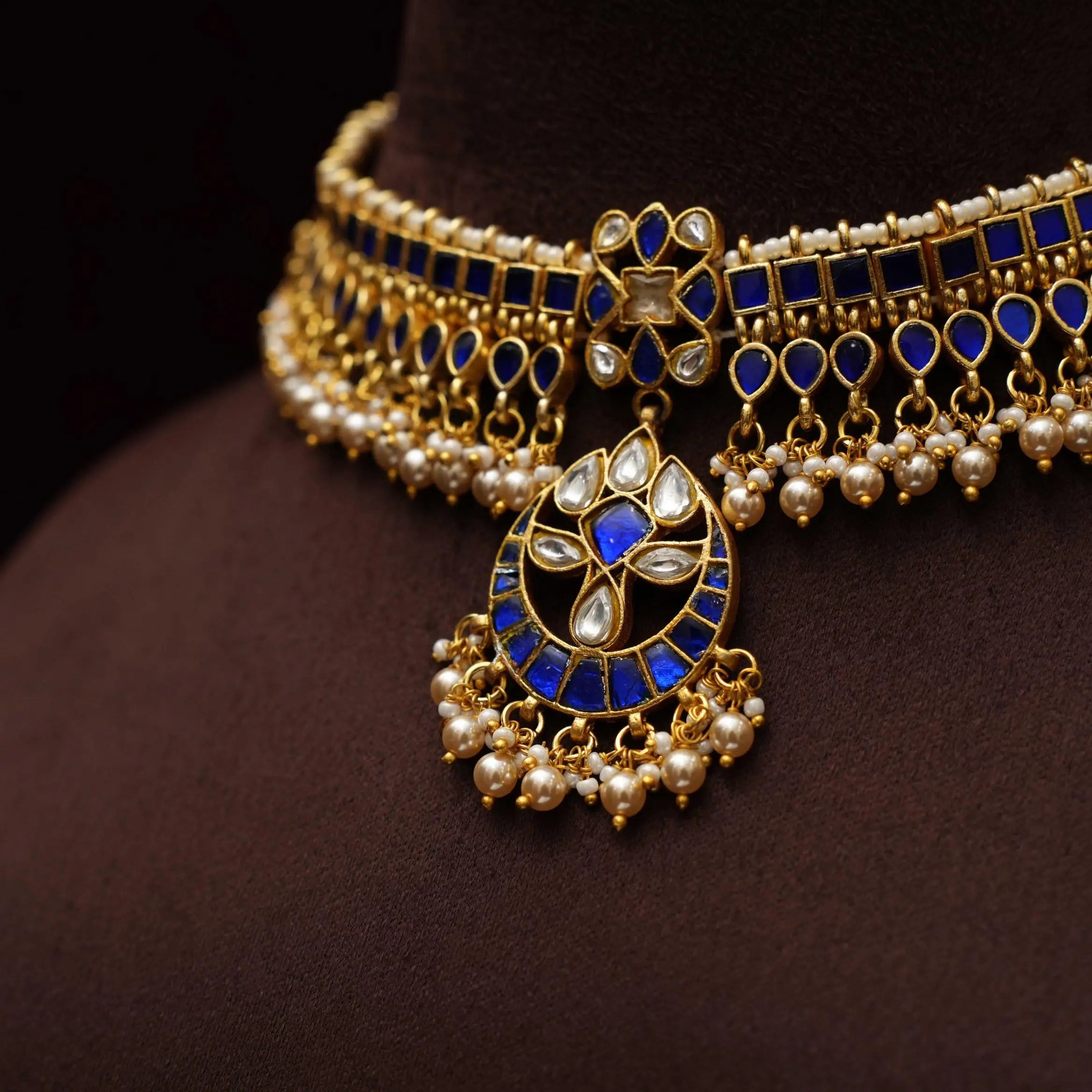 Ananta Polki Choker - Blue