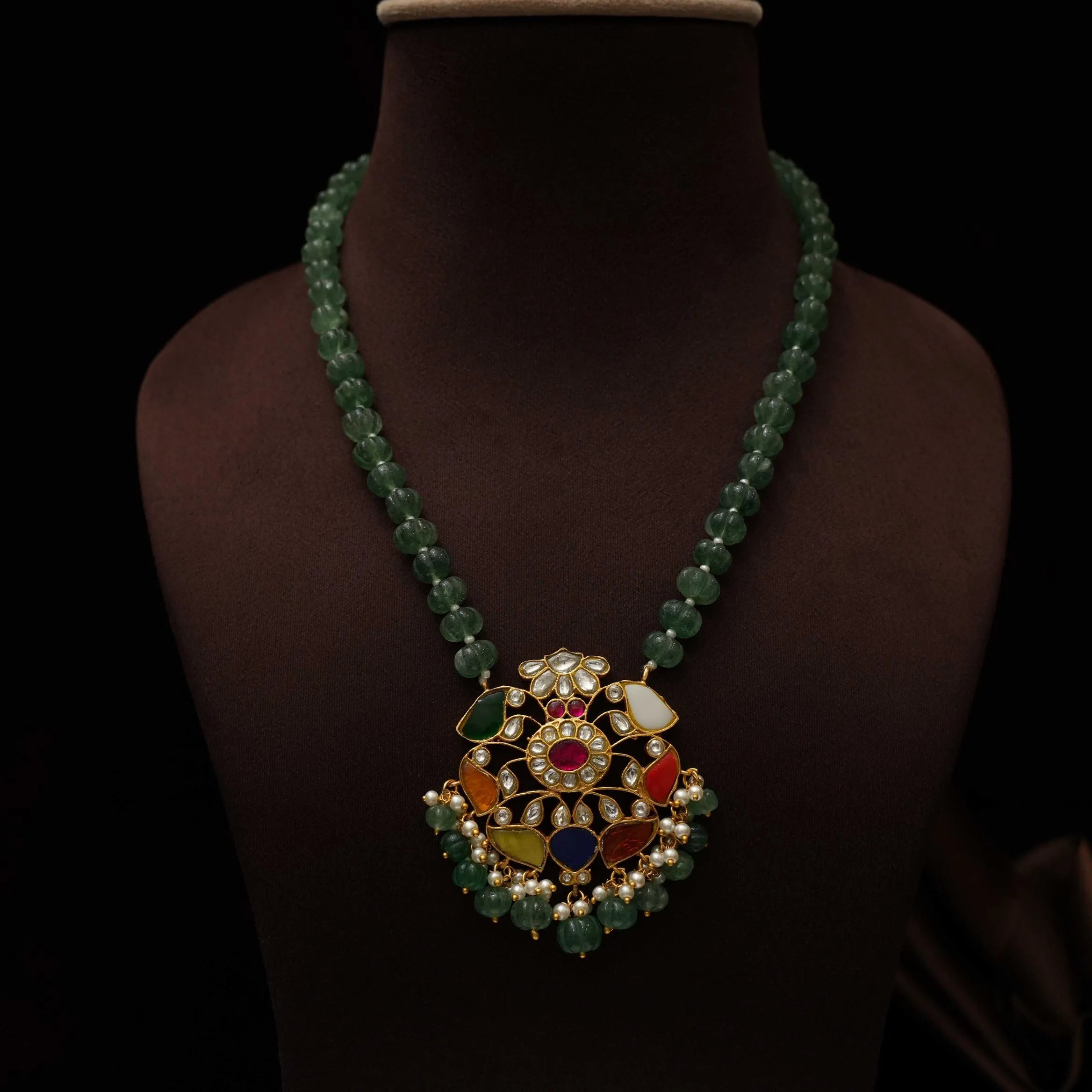 Anika Polki Necklace - Green