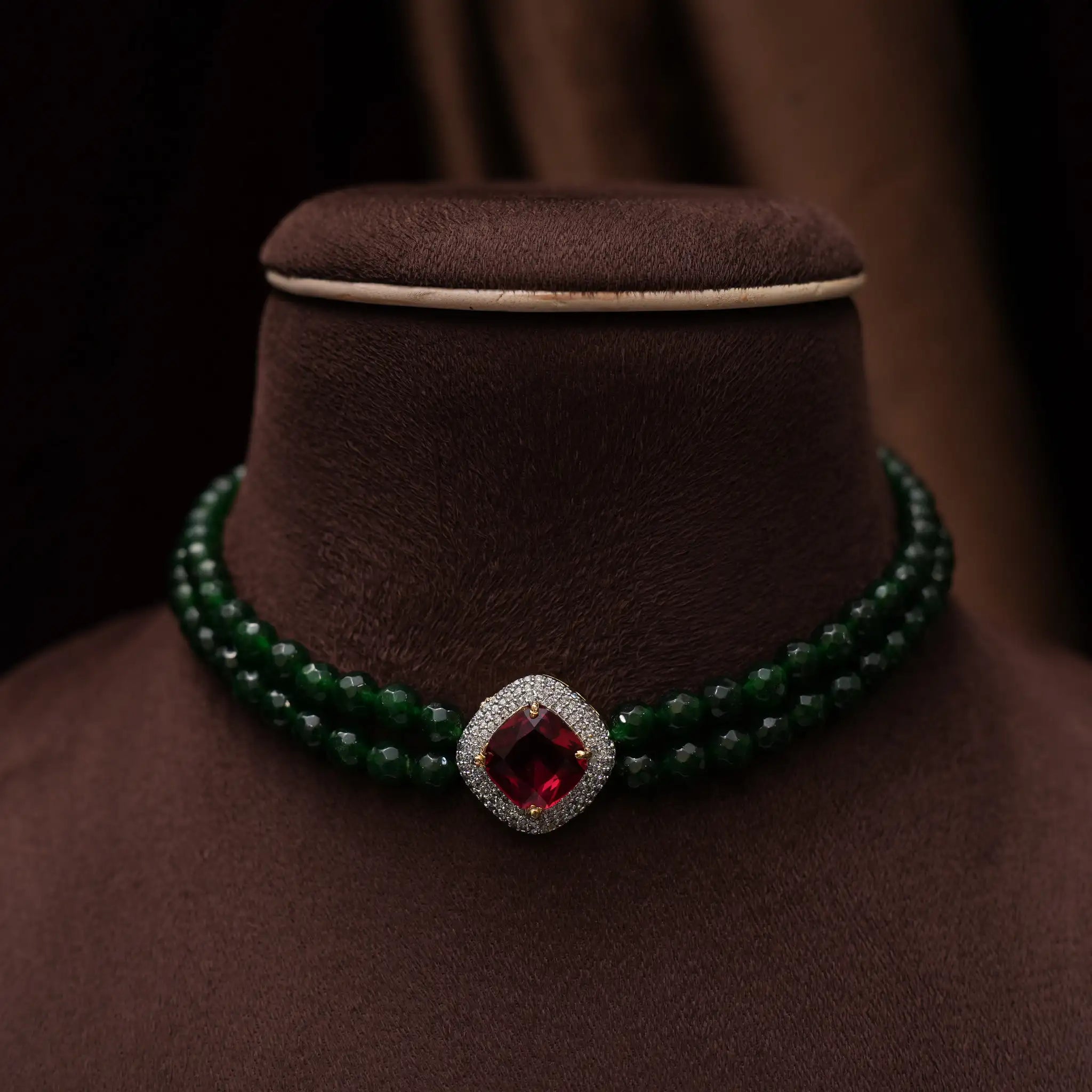 Anila Beaded Choker - Green