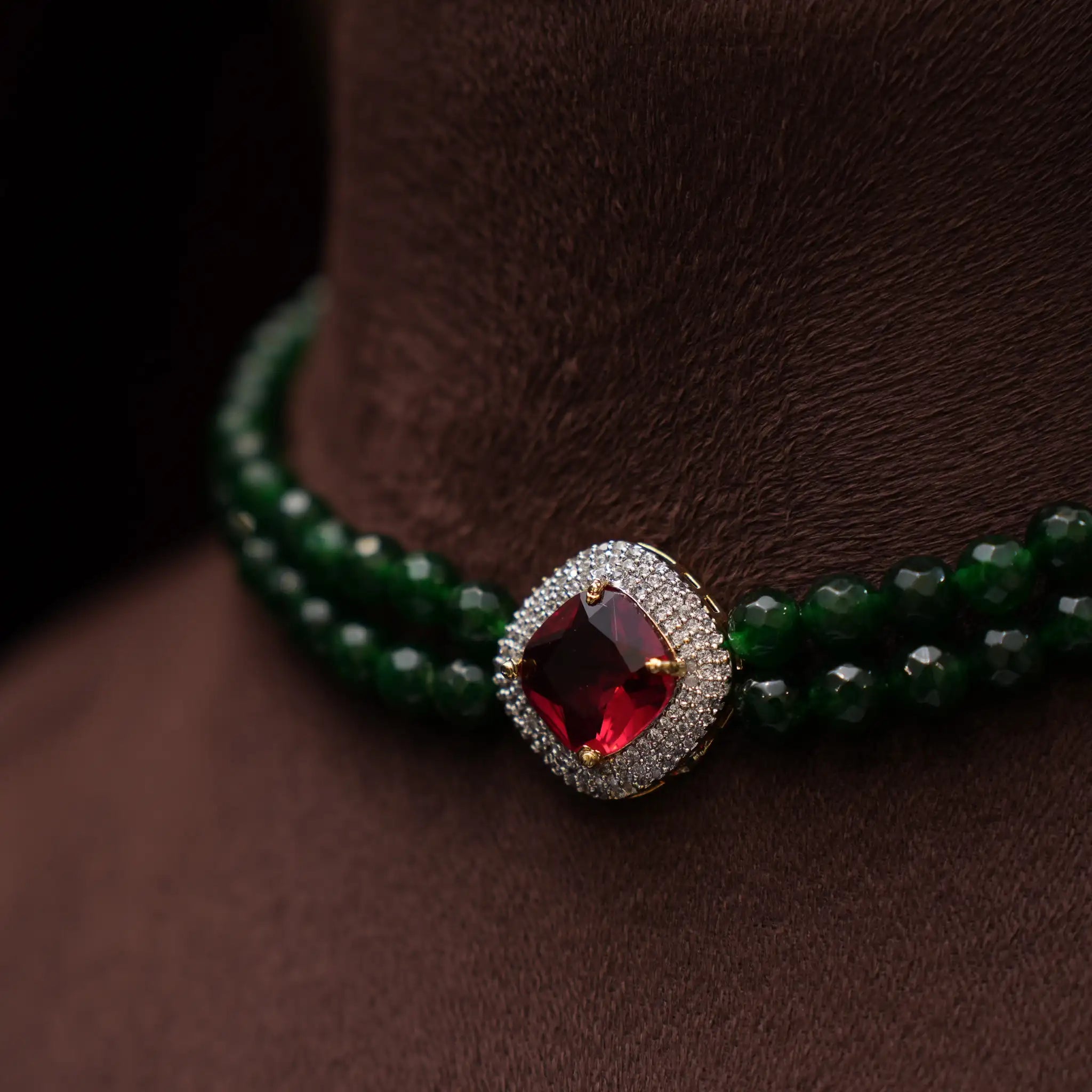 Anila Beaded Choker - Green